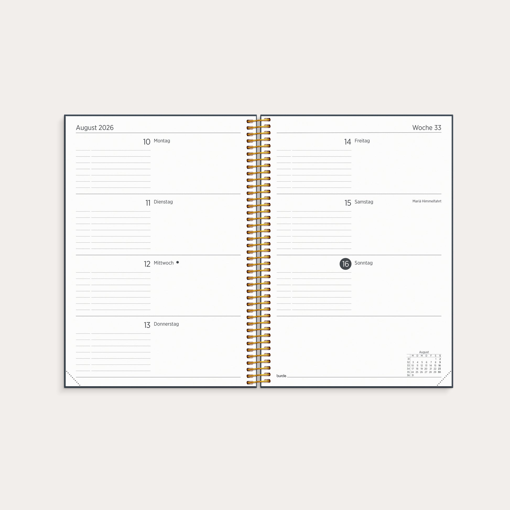 Kalender Organizer & Notes 2026 blau – detail view