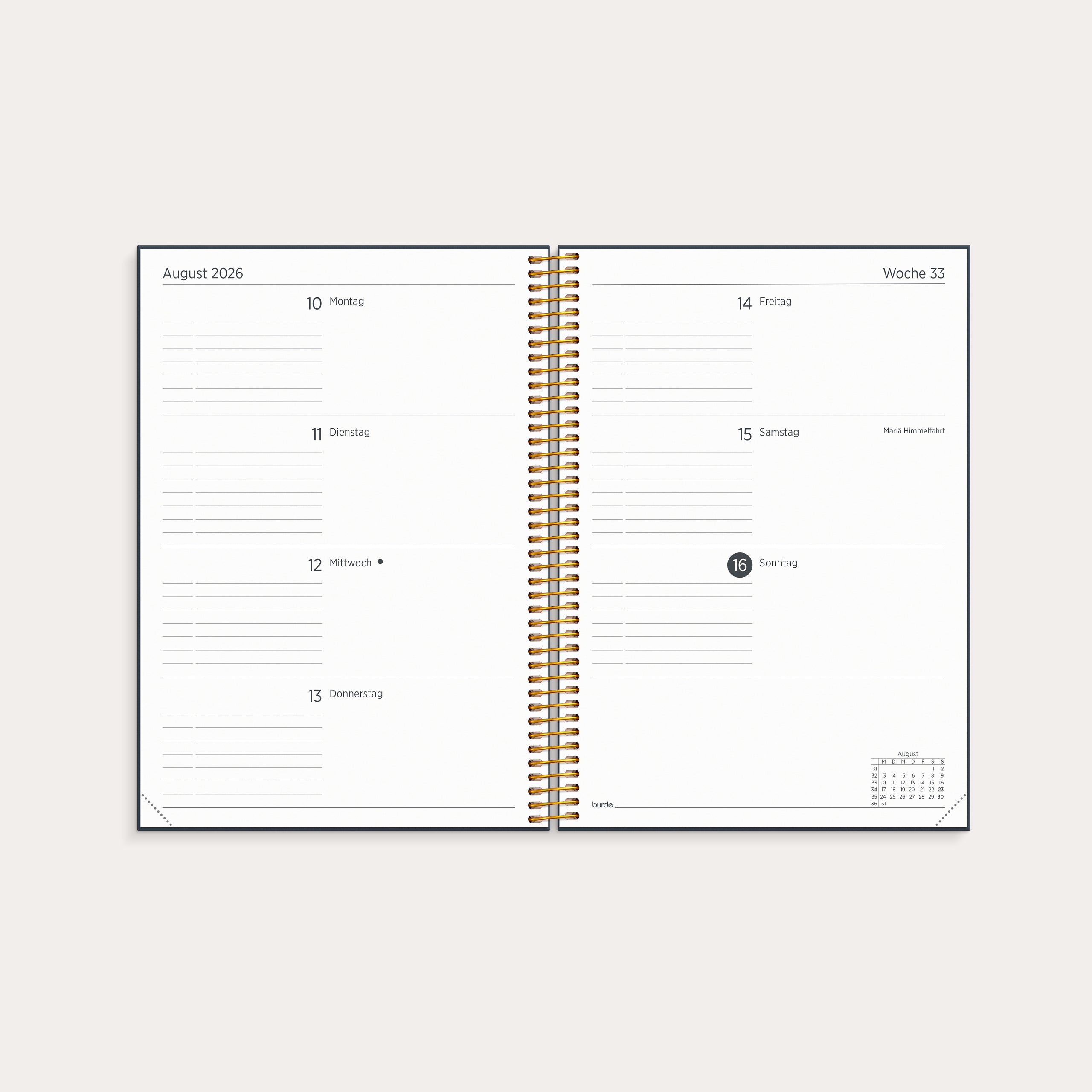 Kalender Organizer & Notes 2026 blau