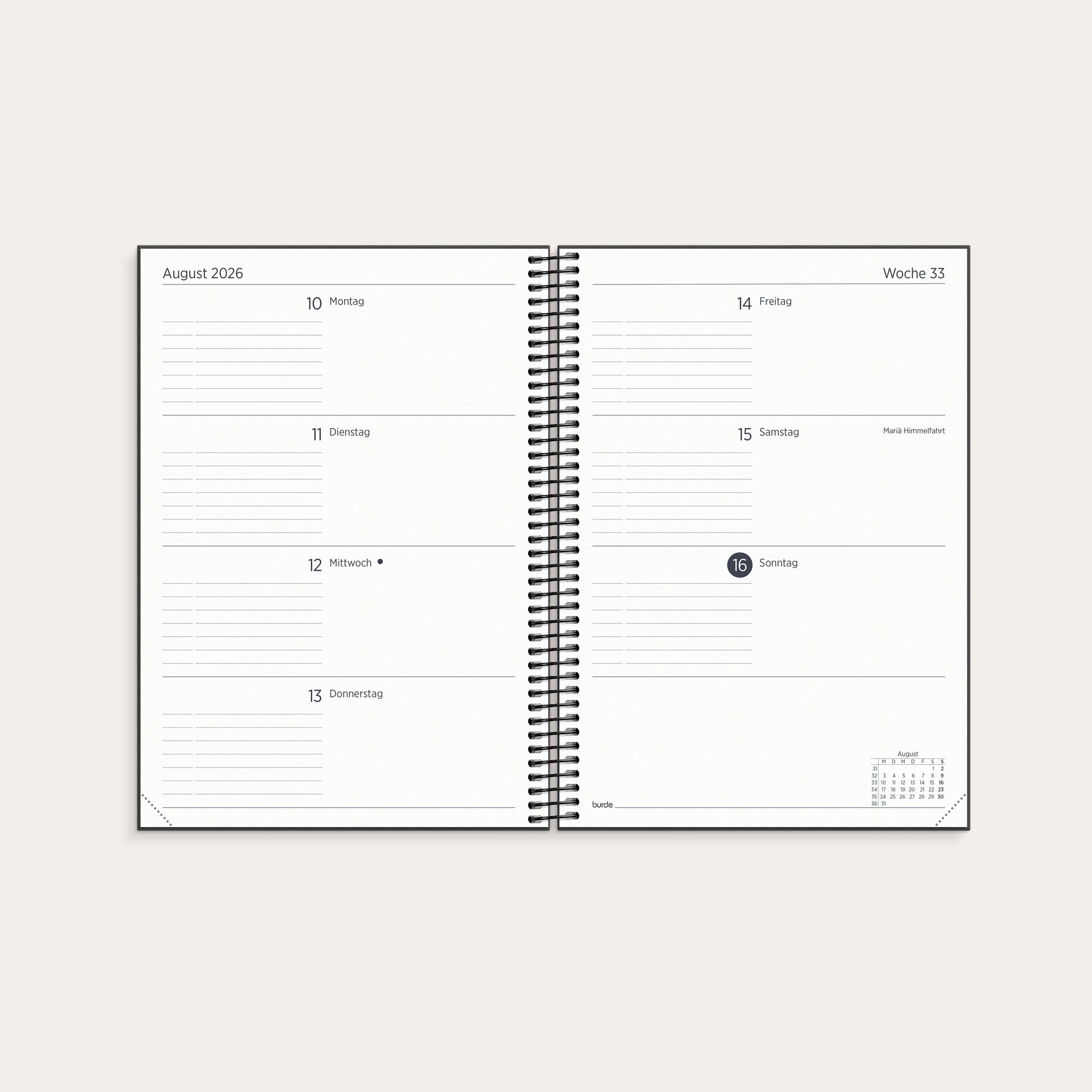 Kalender Organizer & Notes 2026 schwarz – detail view