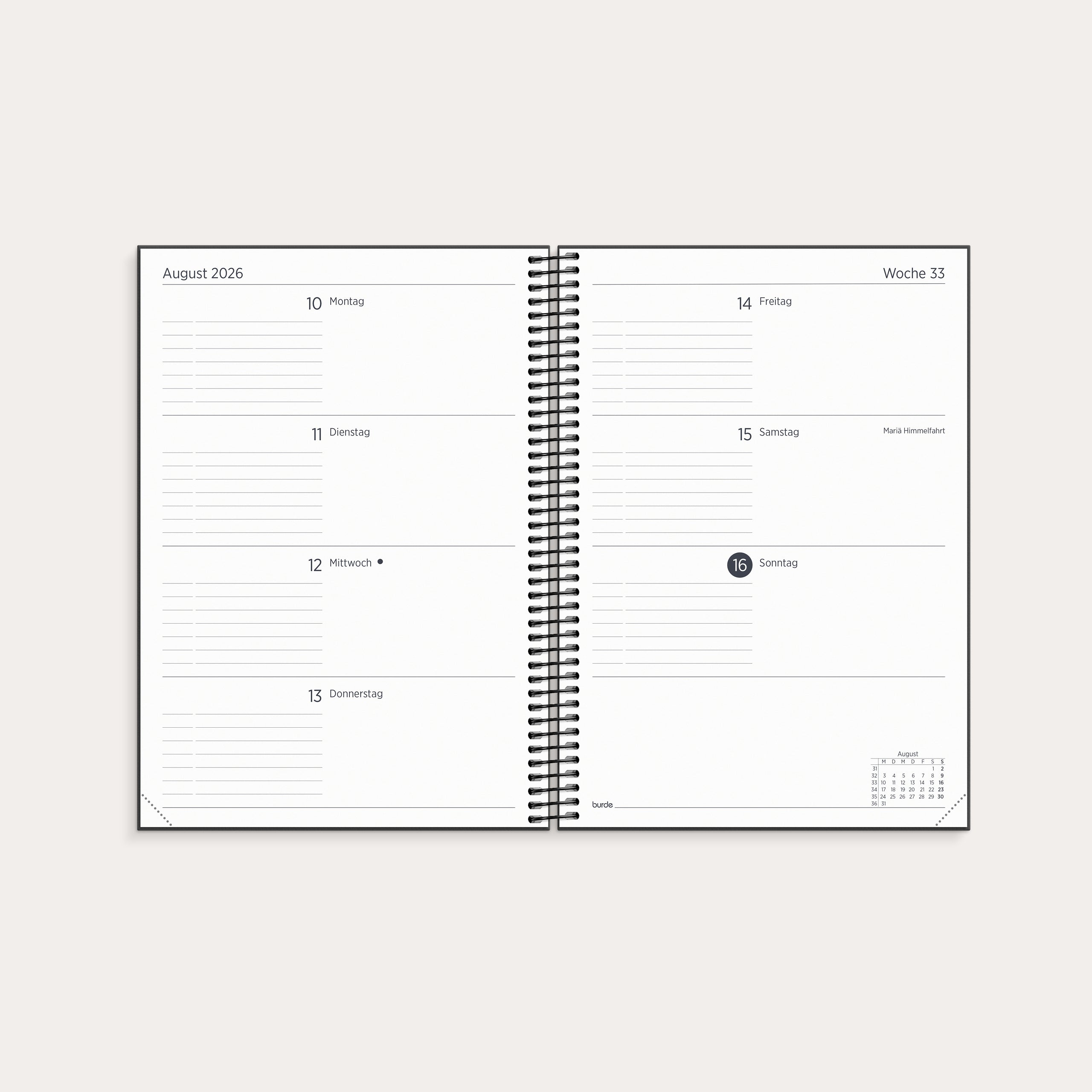 Kalender Organizer & Notes 2026 schwarz – detail view