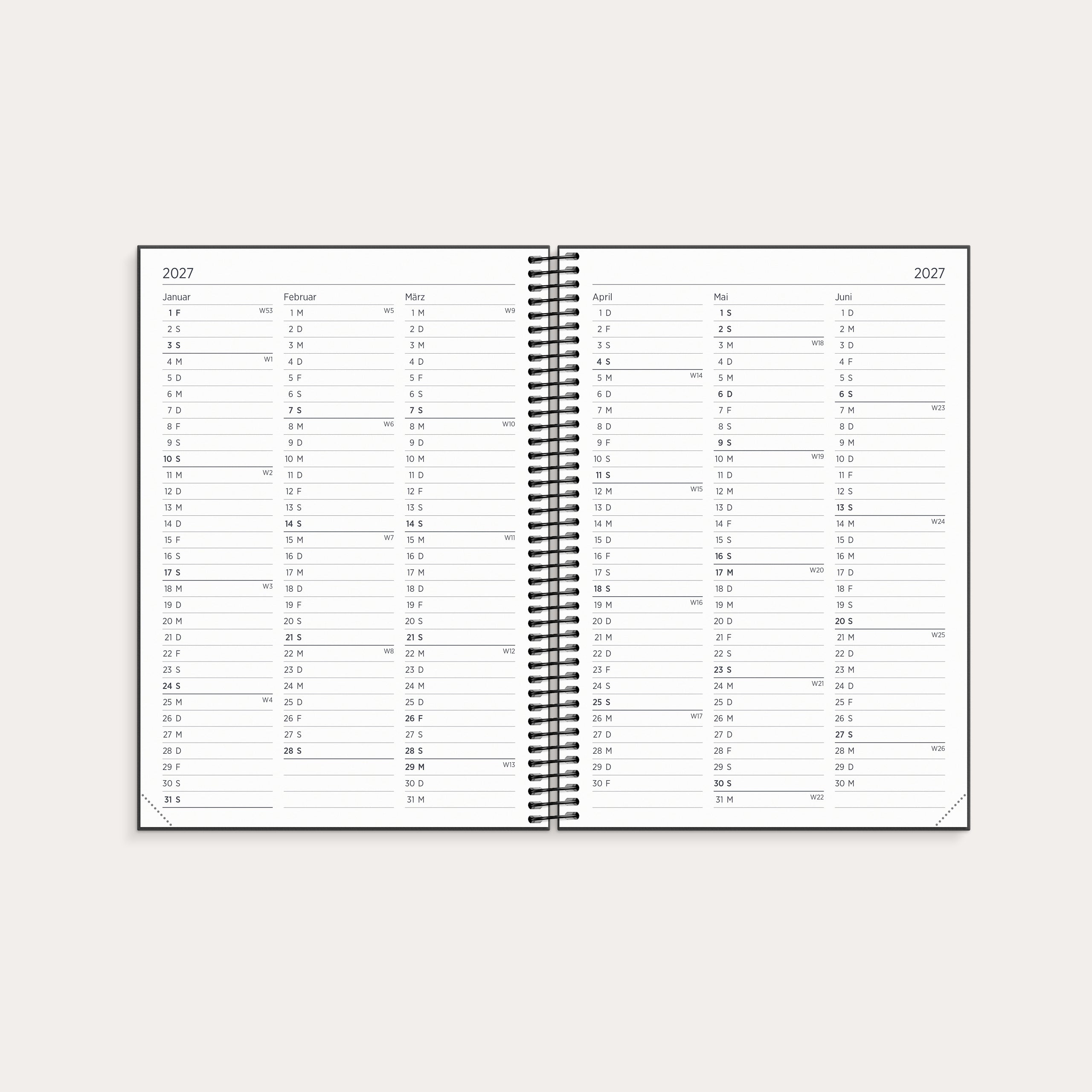 Kalender Organizer & Notes 2026 schwarz