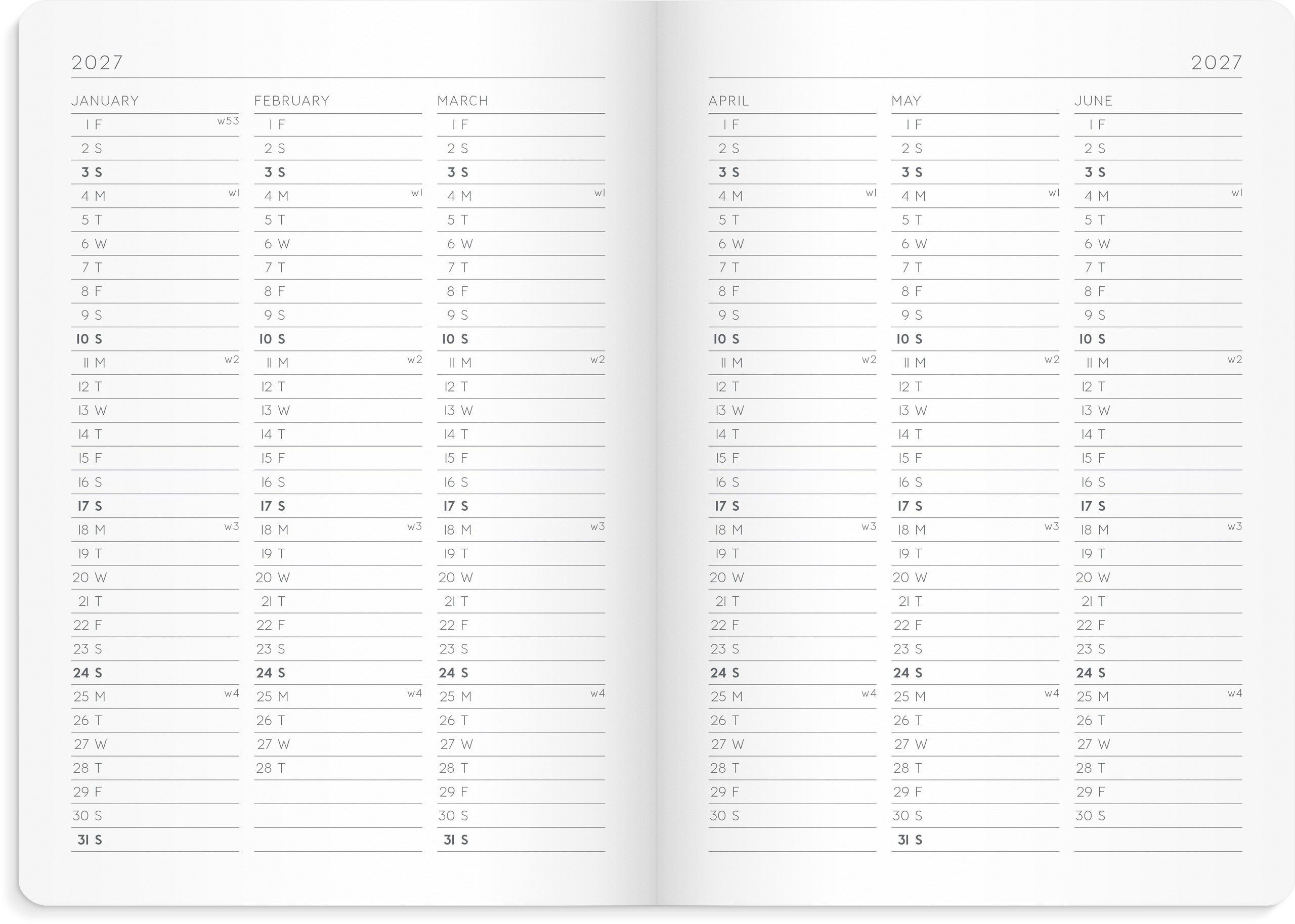 Kalender 2027 Monthly Planner