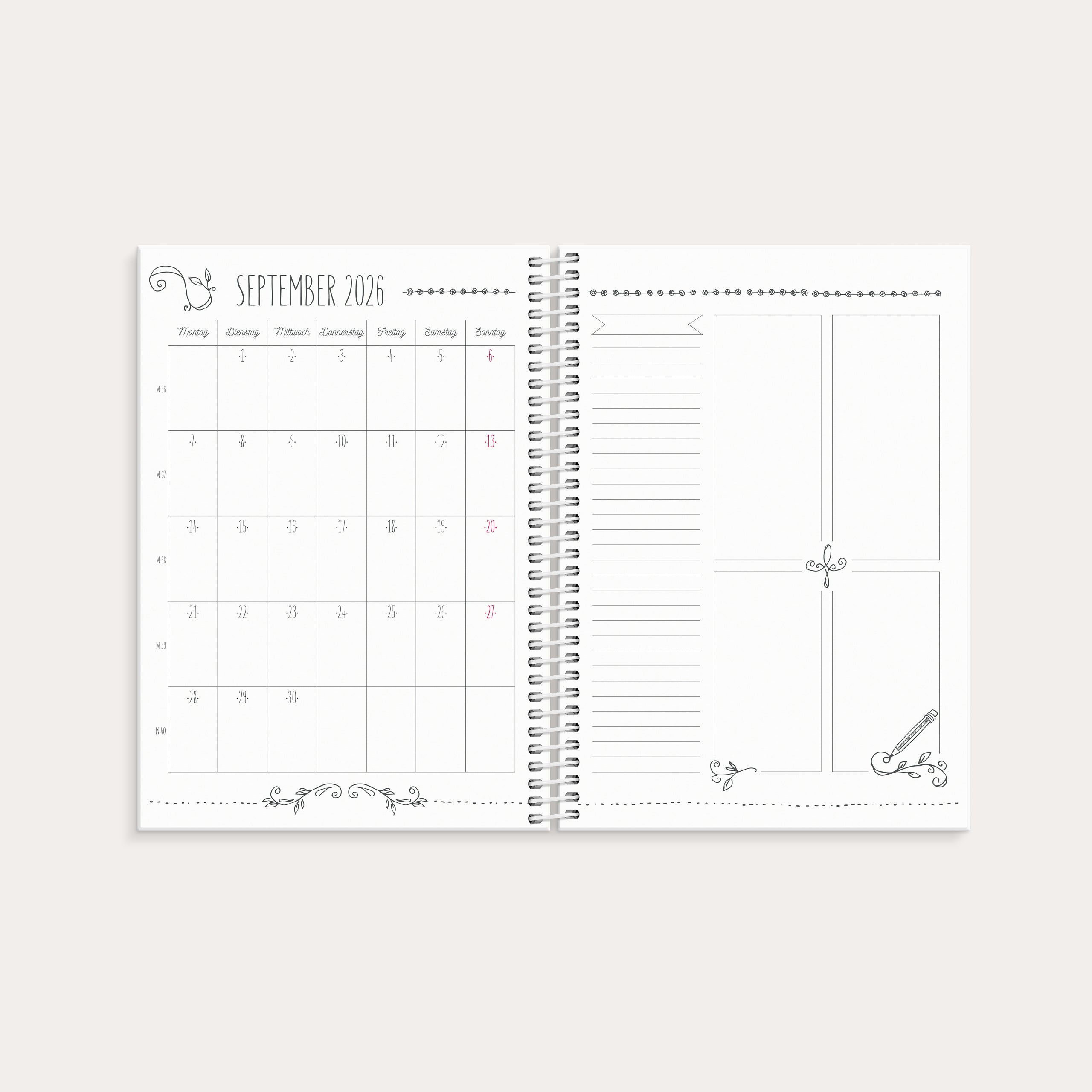 Kalender Doodle 2026 – detail view