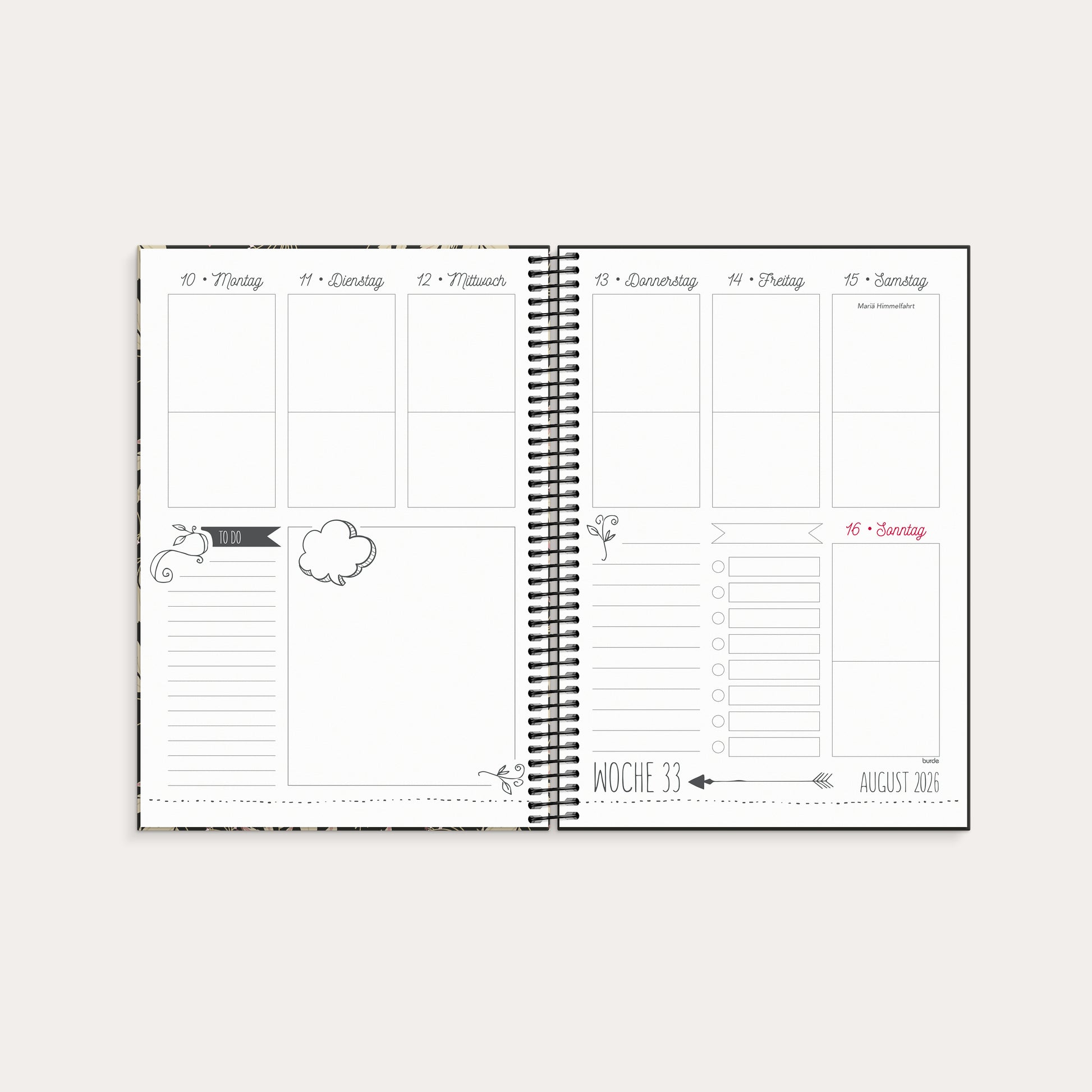 Kalender Doodle Blumen 2026 – detail view