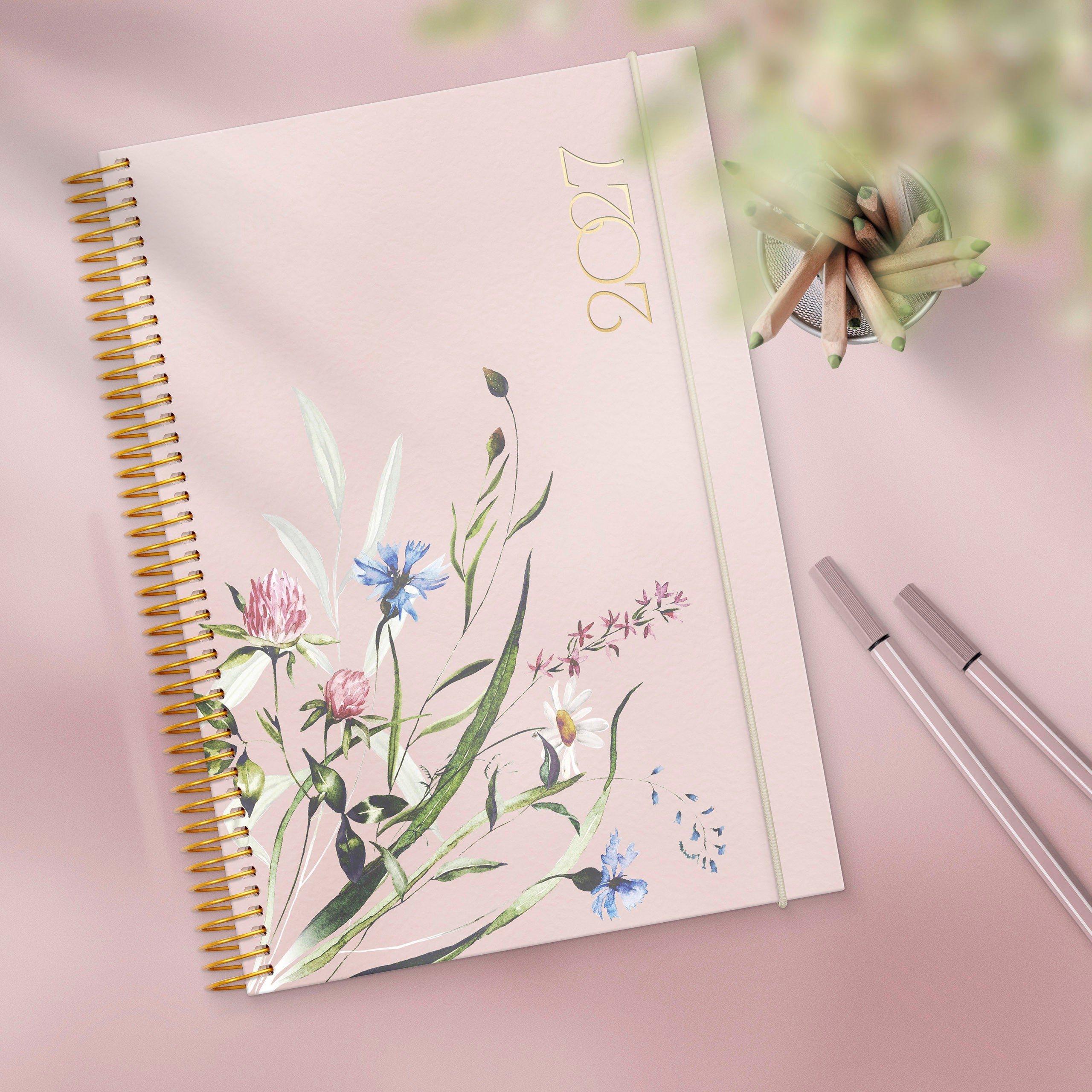 Life Planner Pink 2027 Flores de pradera