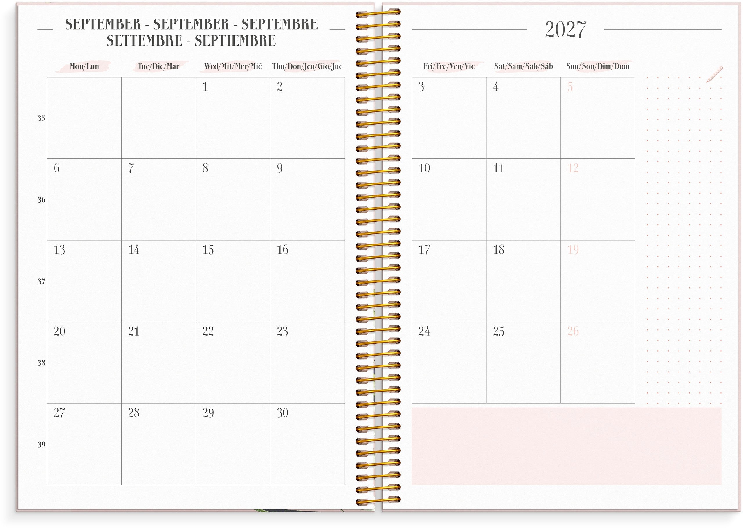 Life Planner Pink 2027 Wiesenblumen