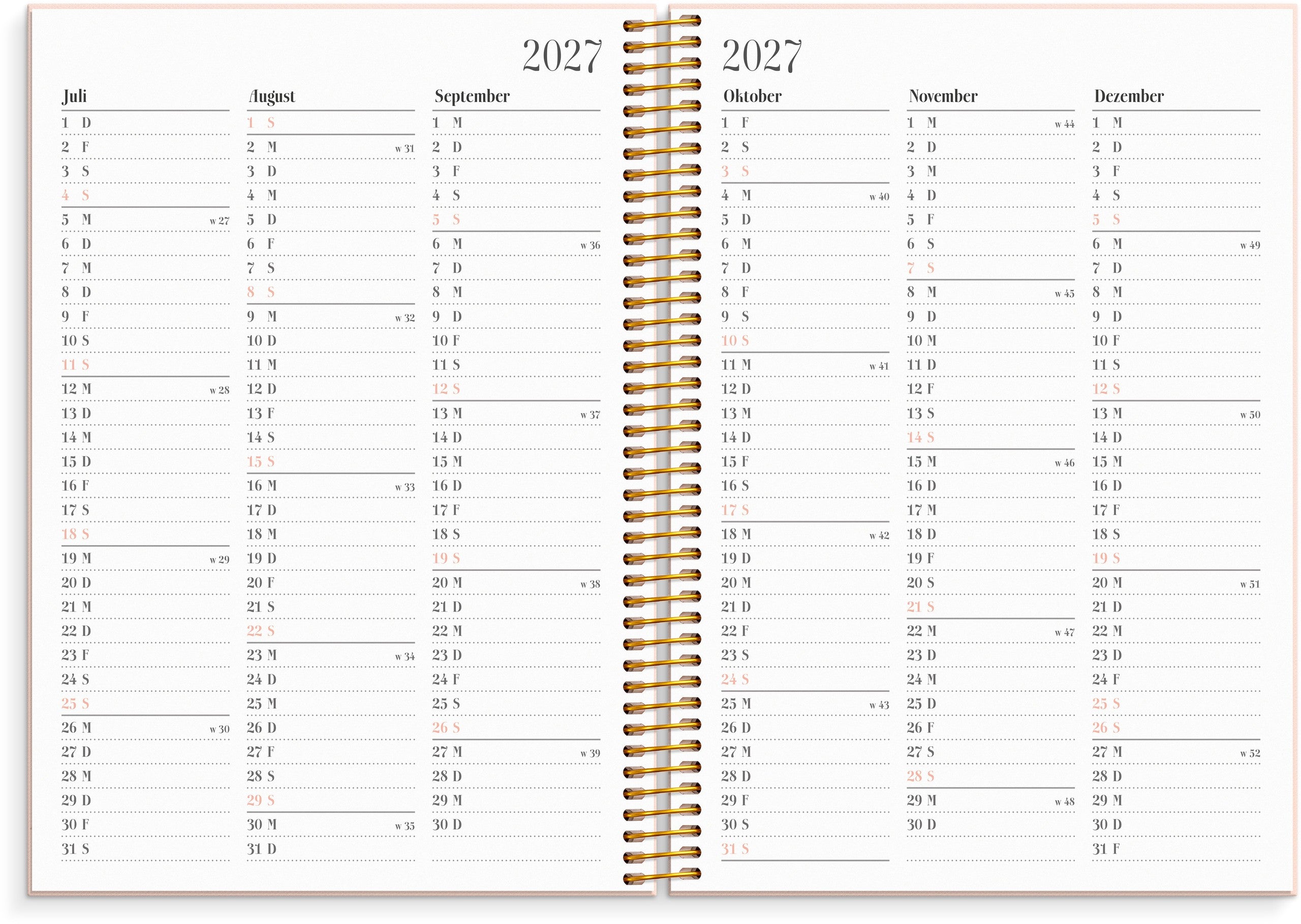 Life Planner Pink Horizontal 2027