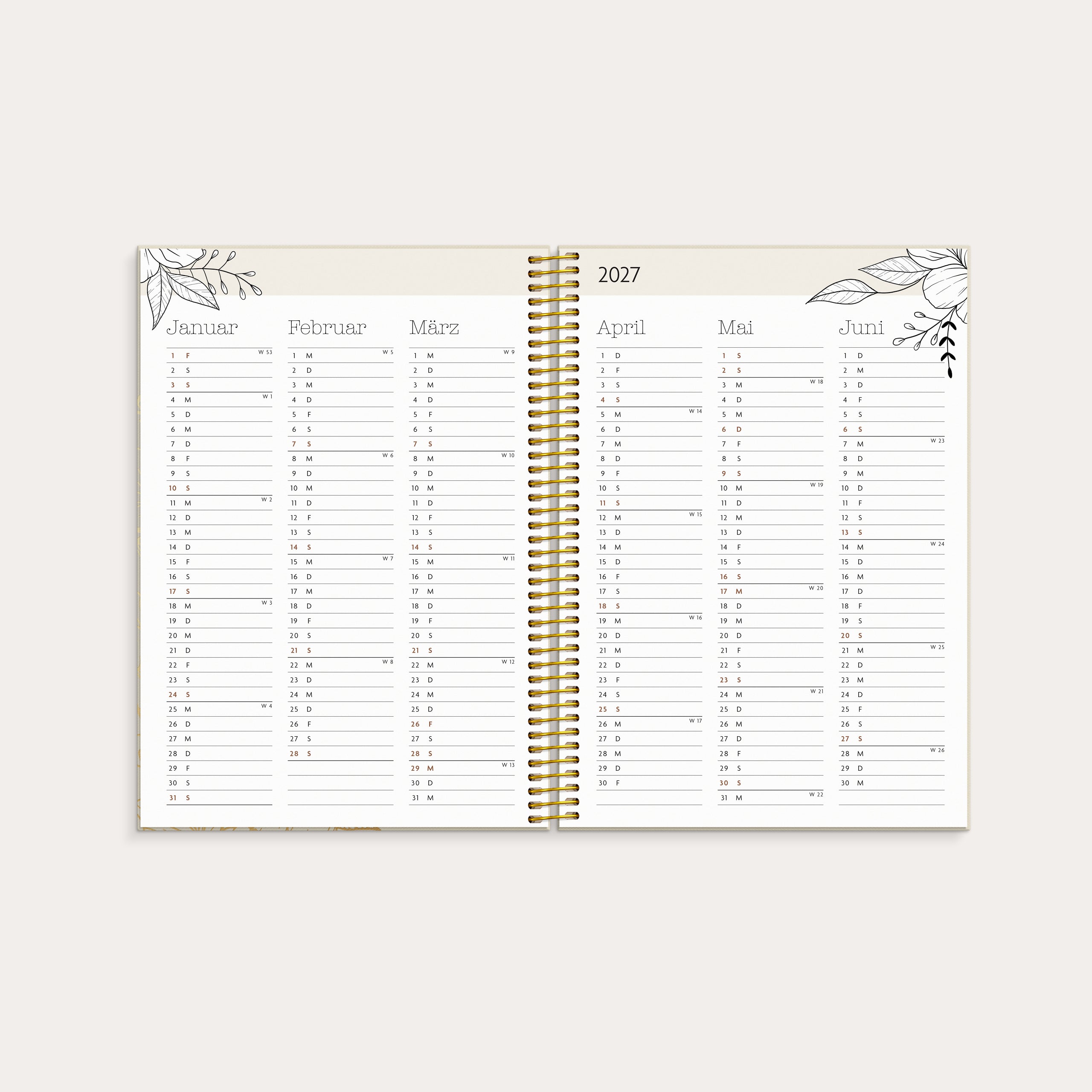 Kalender 2026 Life Planner Bloom