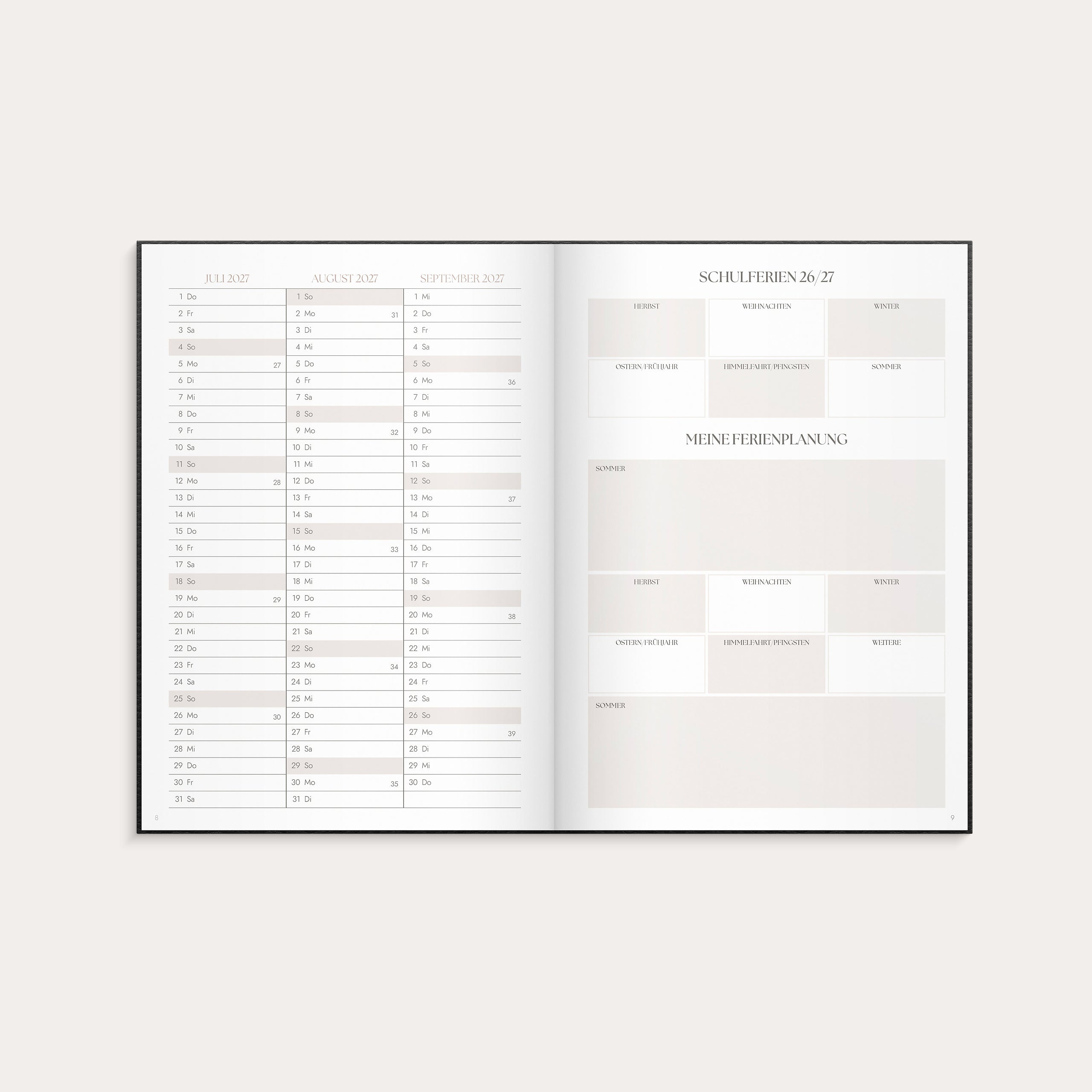 Lehrerplaner 26/27 Schwarz – detail view