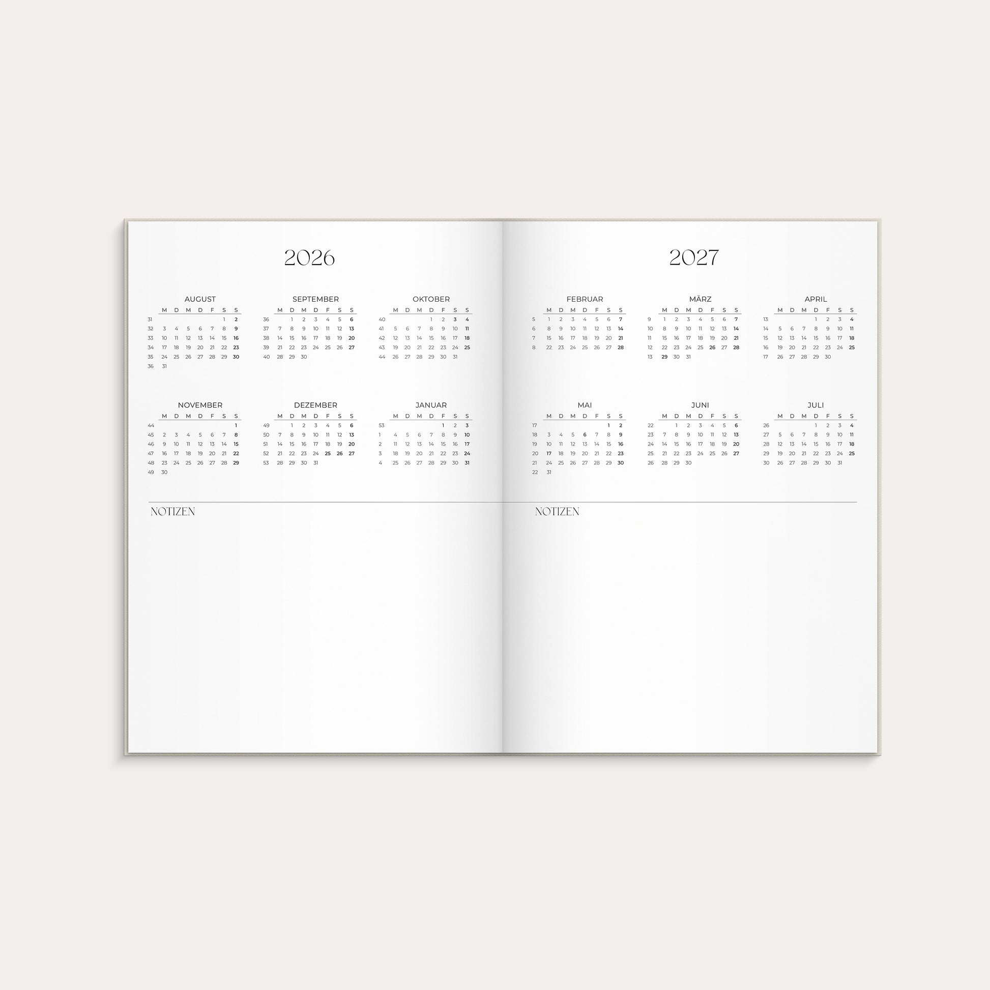 Student Planner A5 26/27  Beige – detail view