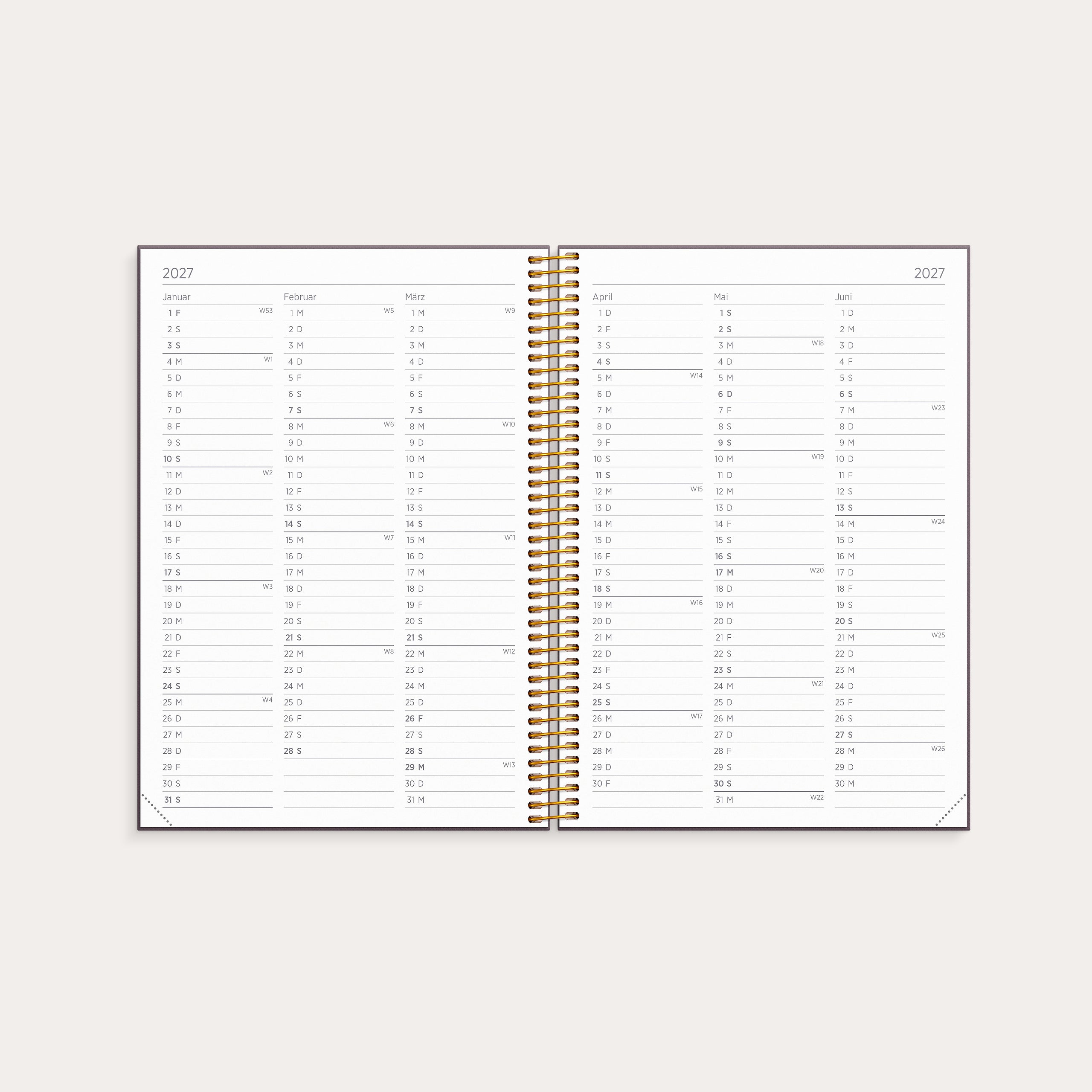 Organizer & Notes A5 26/27 Weinrot – detail view