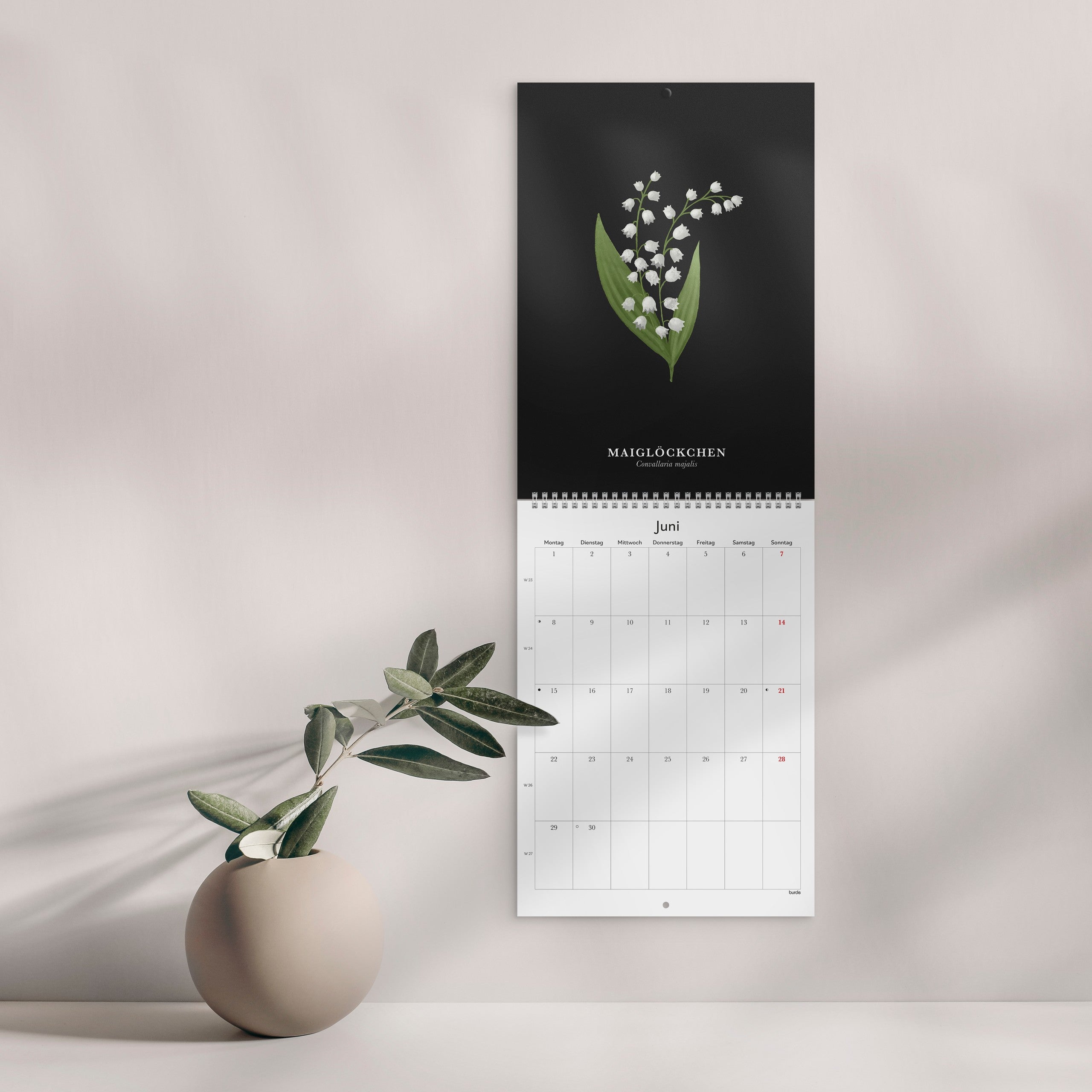 Illustrierte Blumen Wandkalender 2026