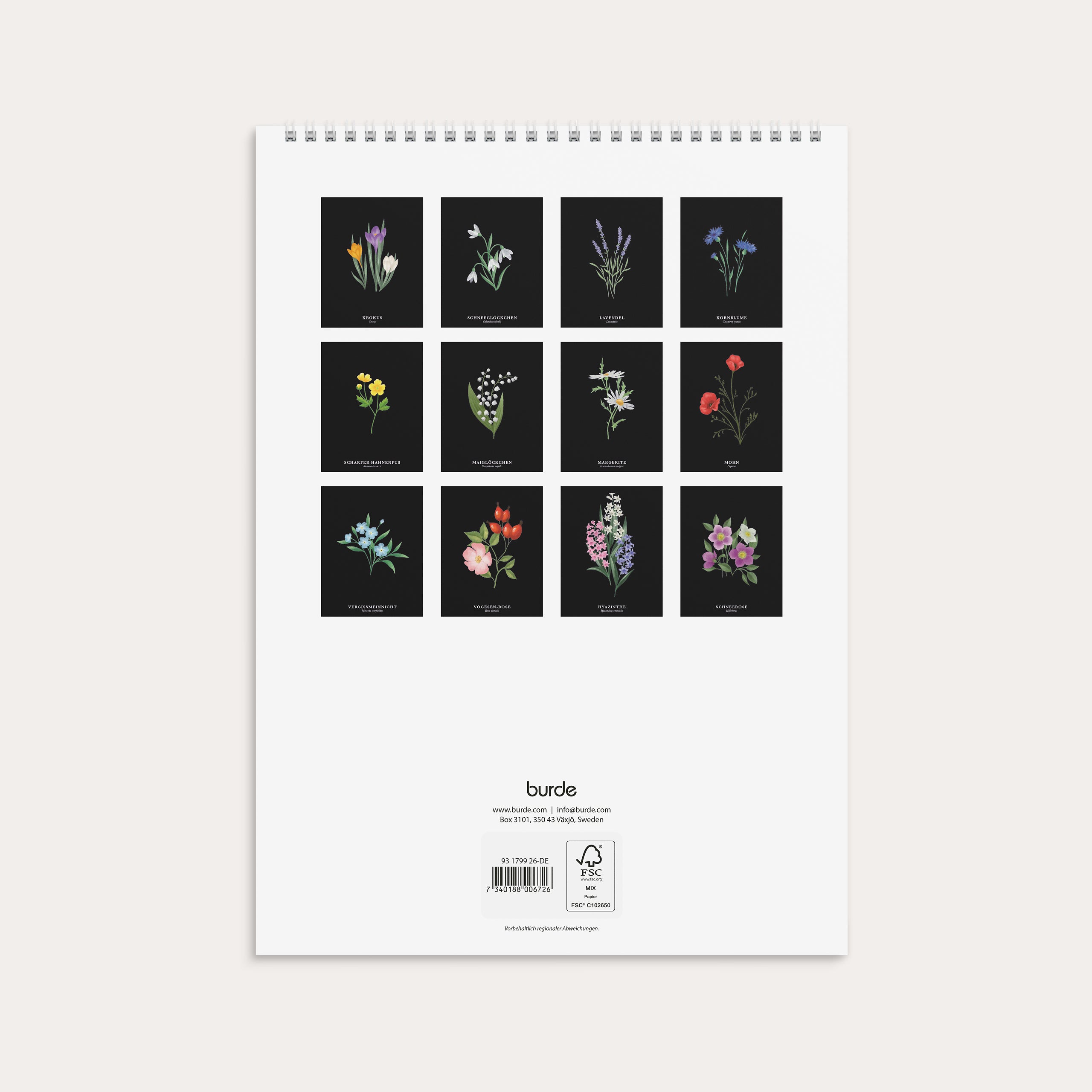 Illustrierte Blumen Wandkalender 2026