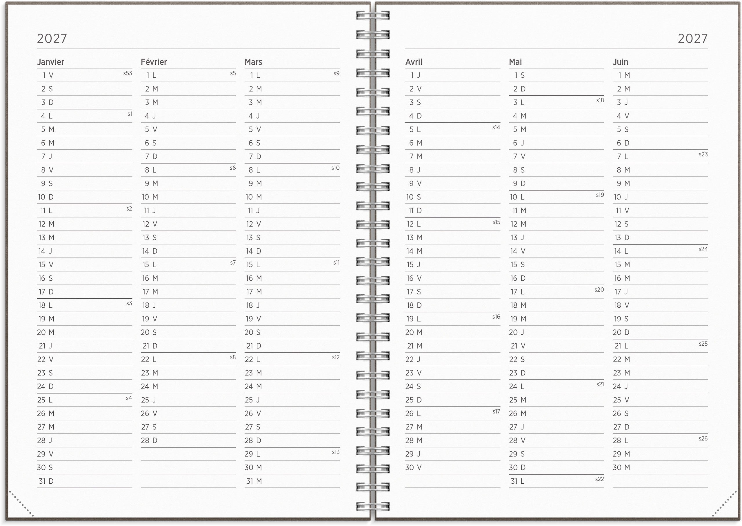 Calendar 2027 Senator A5 Story Brown