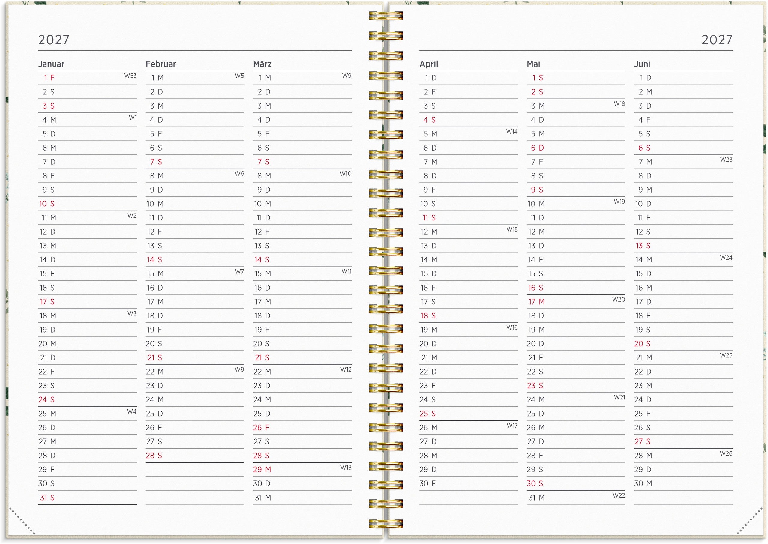 Kalender 2027 Senator A5 Story Blume