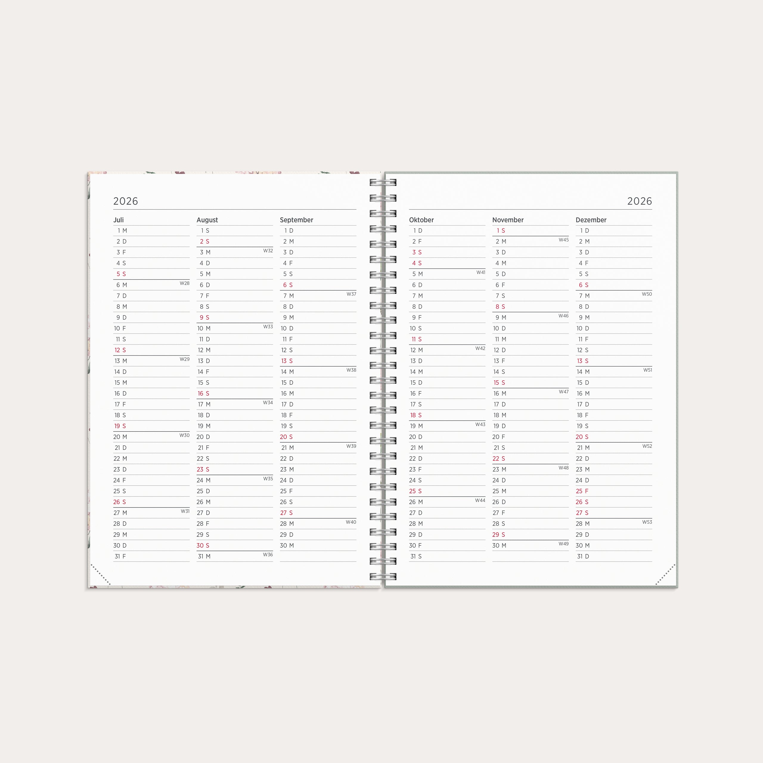Kalender 2026 Senator A5 Story Blumen