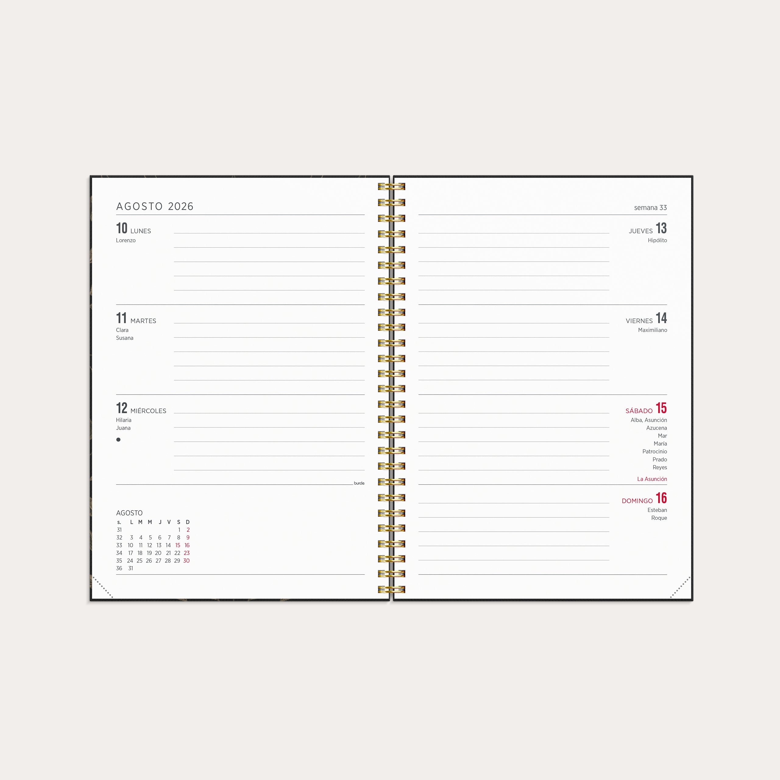 Agenda 2026 Senator A5 Hojas ornamentales