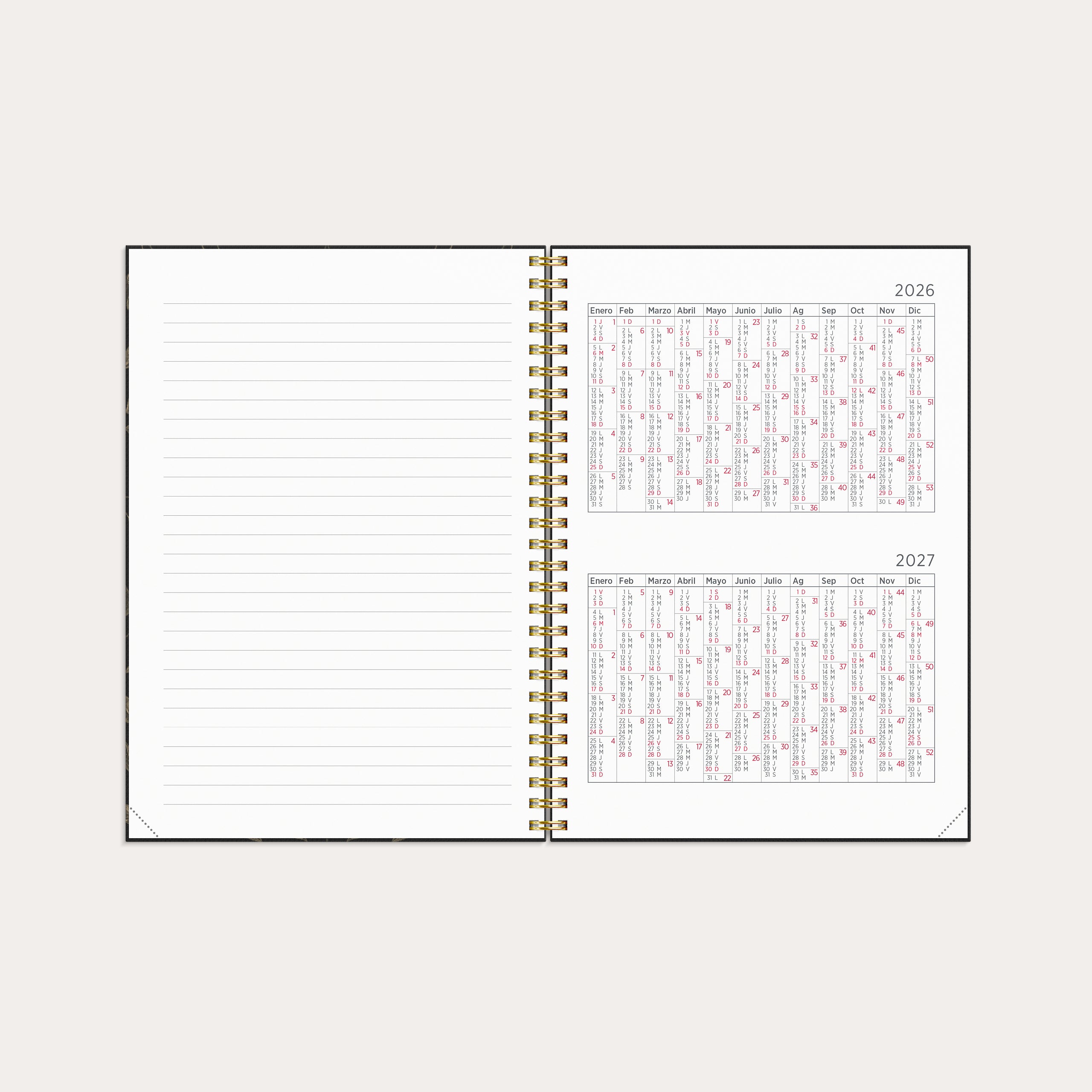 Agenda 2026 Senator A5 Hojas ornamentales