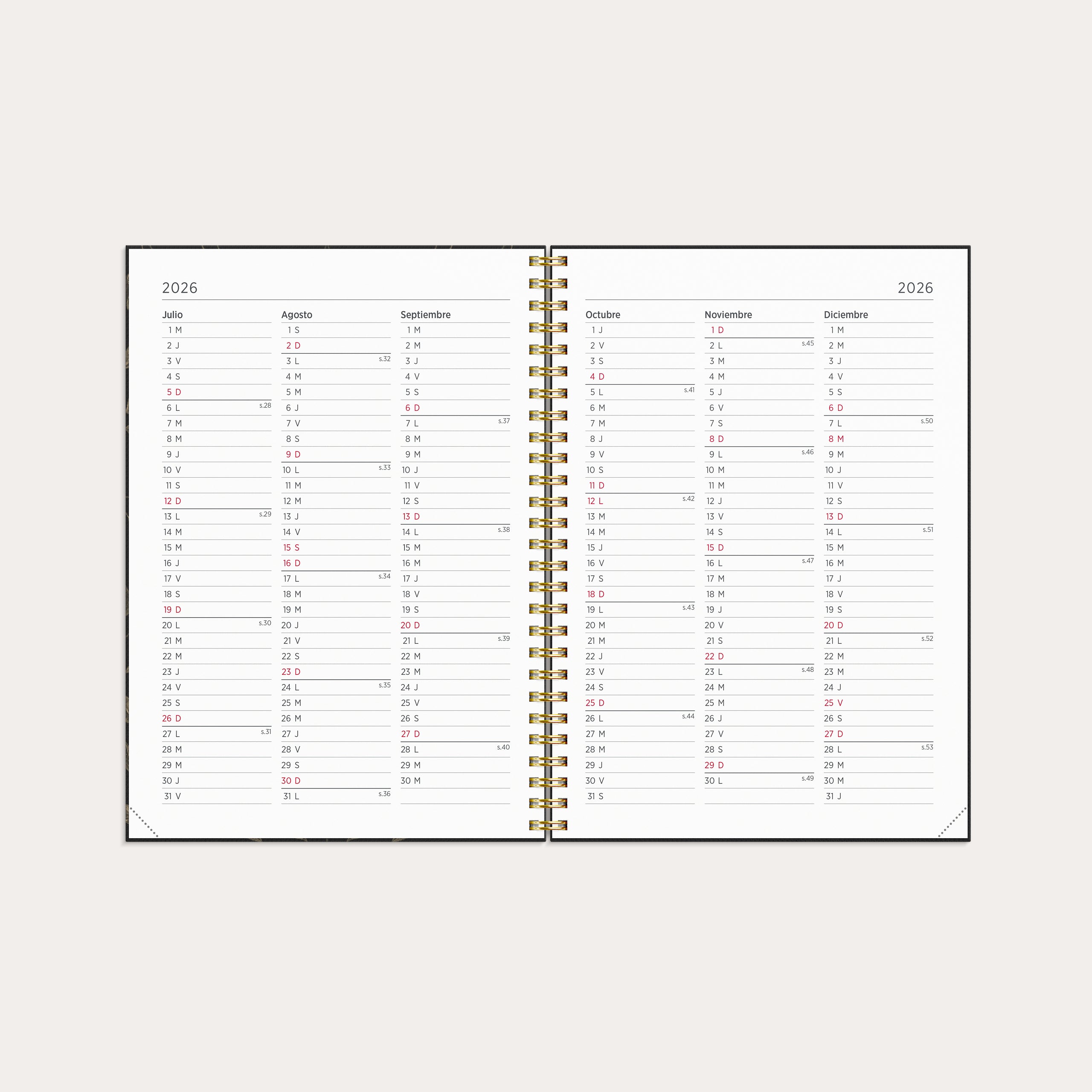 Agenda 2026 Senator A5 Hojas ornamentales