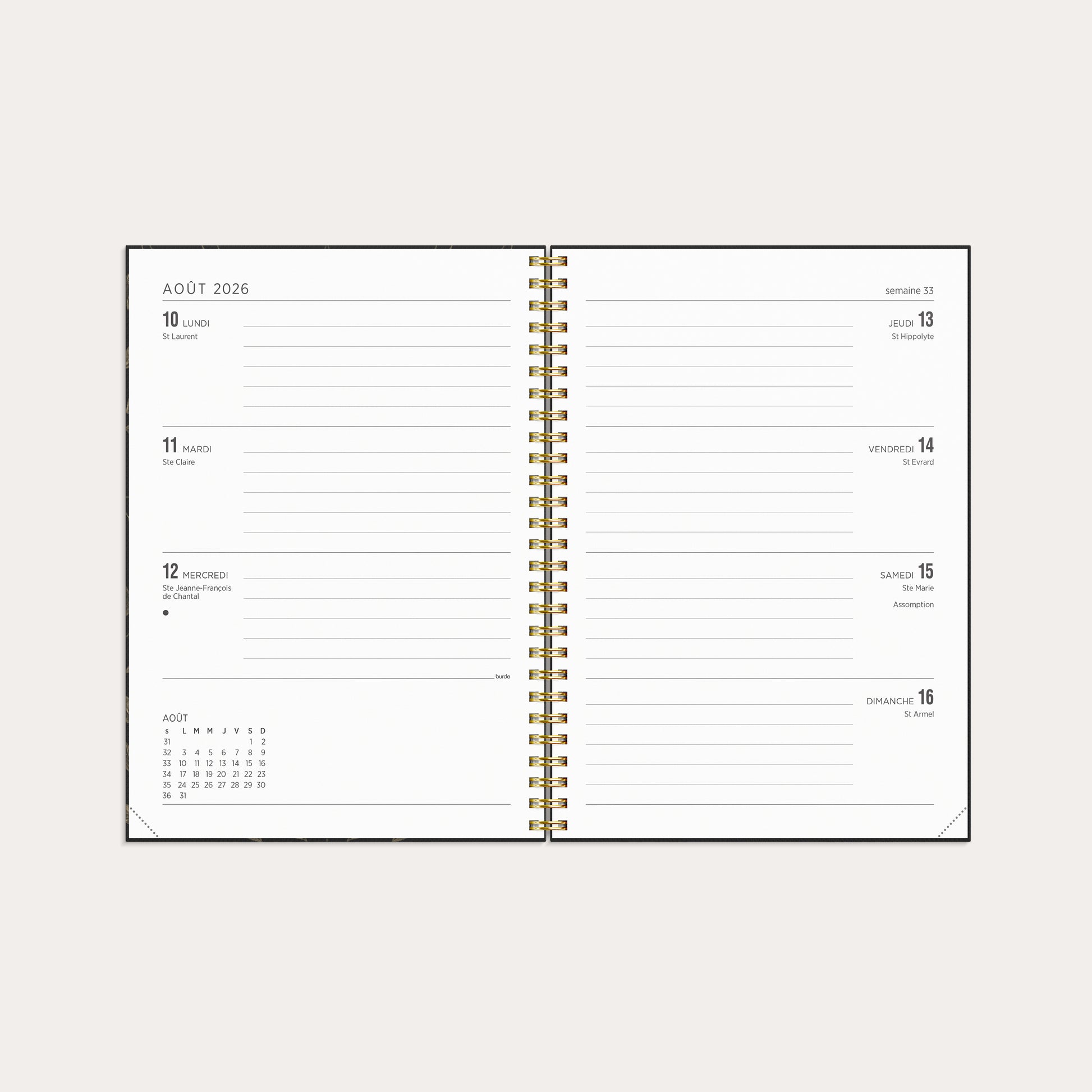 Agenda 2026 Senator A5 Feuilles ornementales – detail view