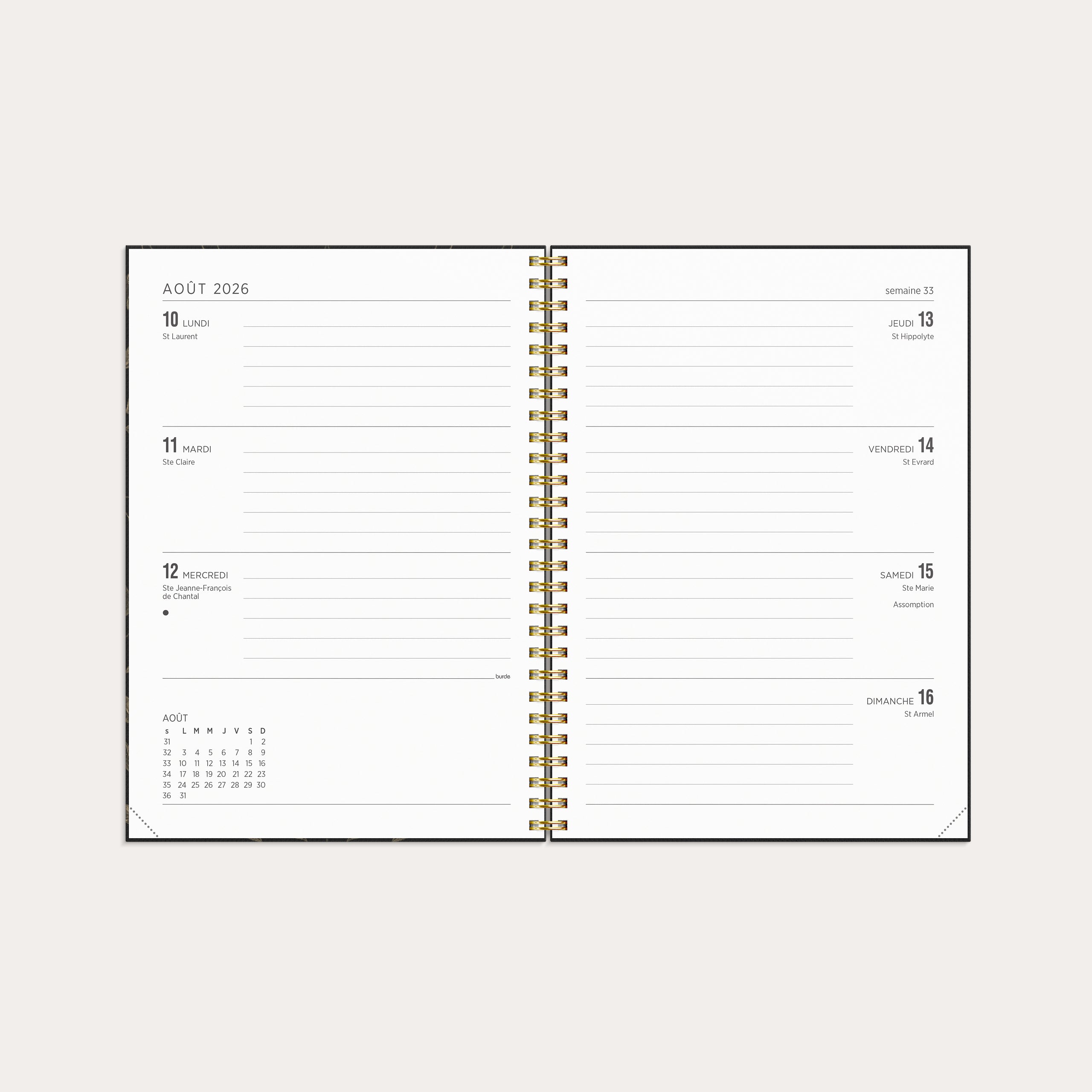 Agenda 2026 Senator A5 Feuilles ornementales