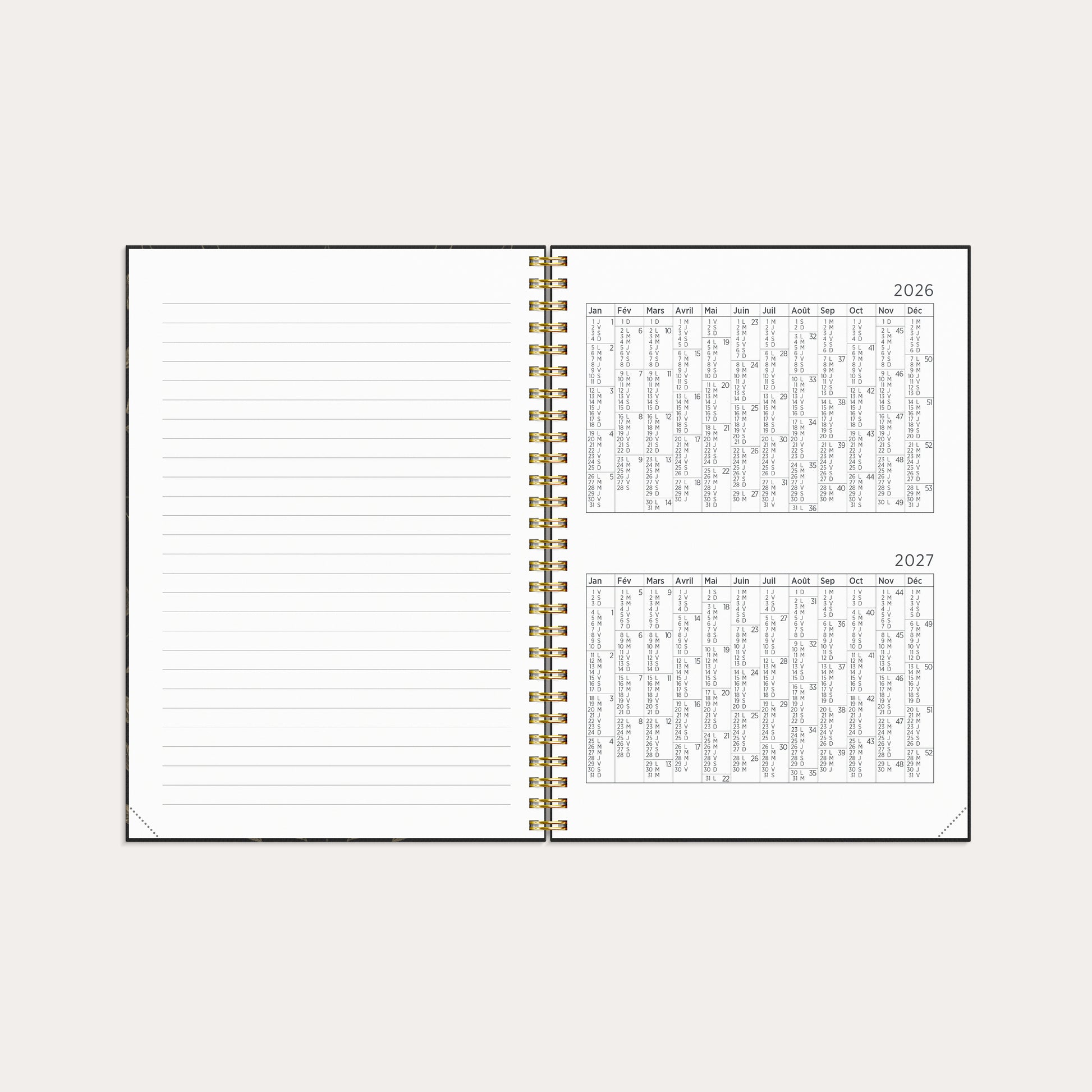 Agenda 2026 Senator A5 Feuilles ornementales – detail view