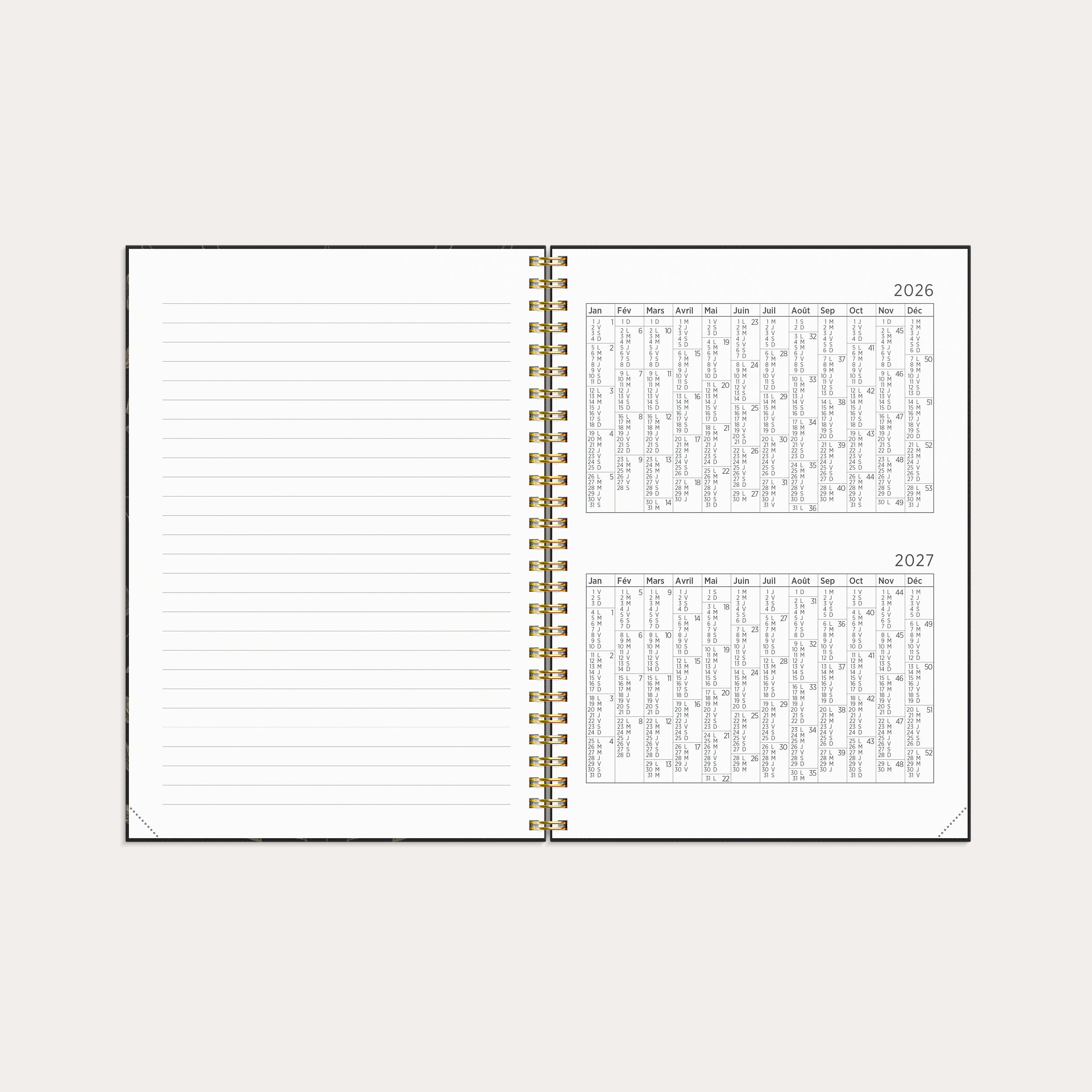 Agenda 2026 Senator A5 Feuilles ornementales – detail view