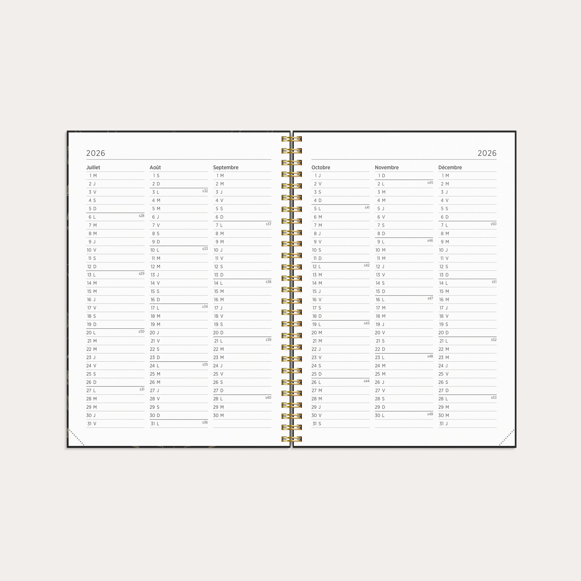 Agenda 2026 Senator A5 Feuilles ornementales – detail view