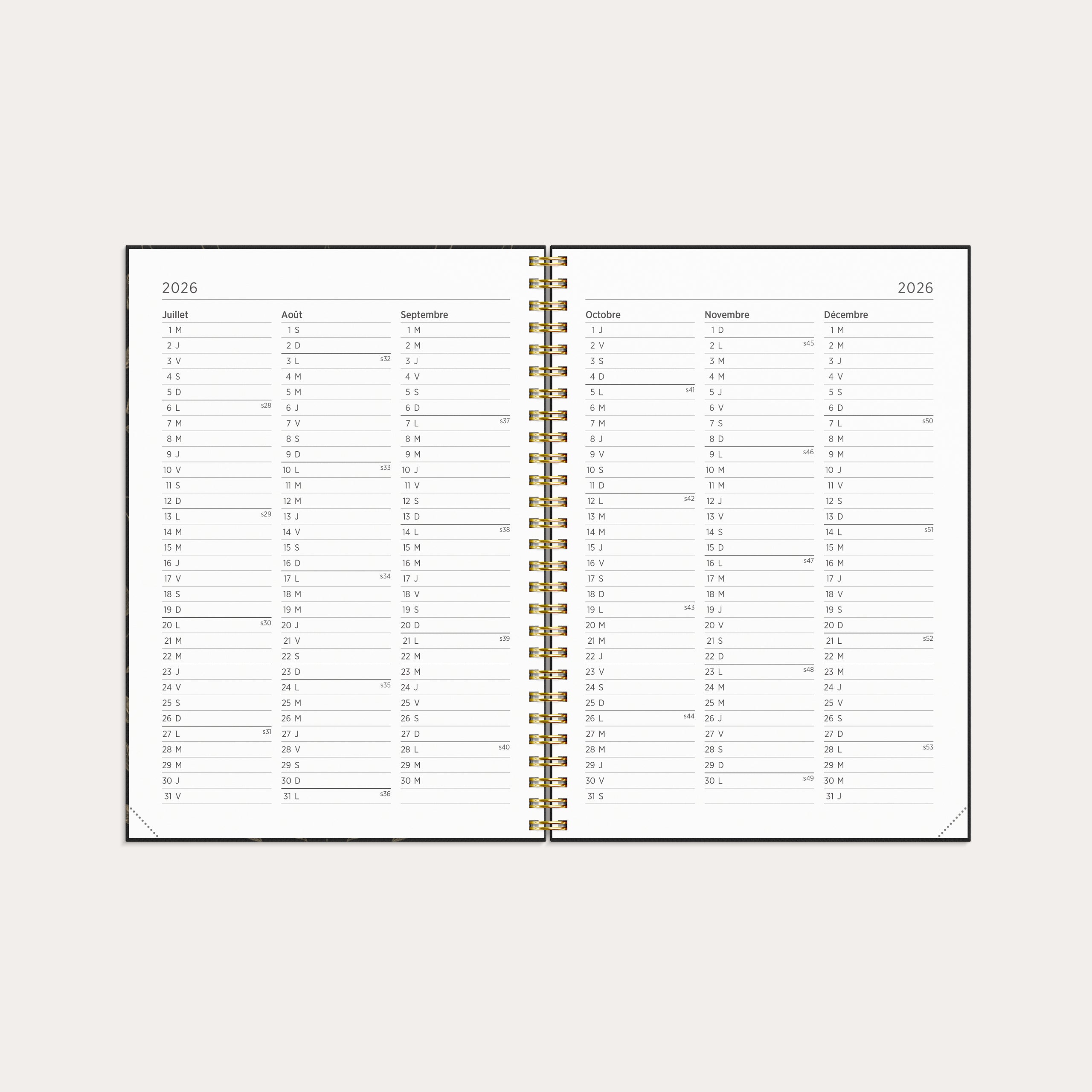 Agenda 2026 Senator A5 Feuilles ornementales – detail view