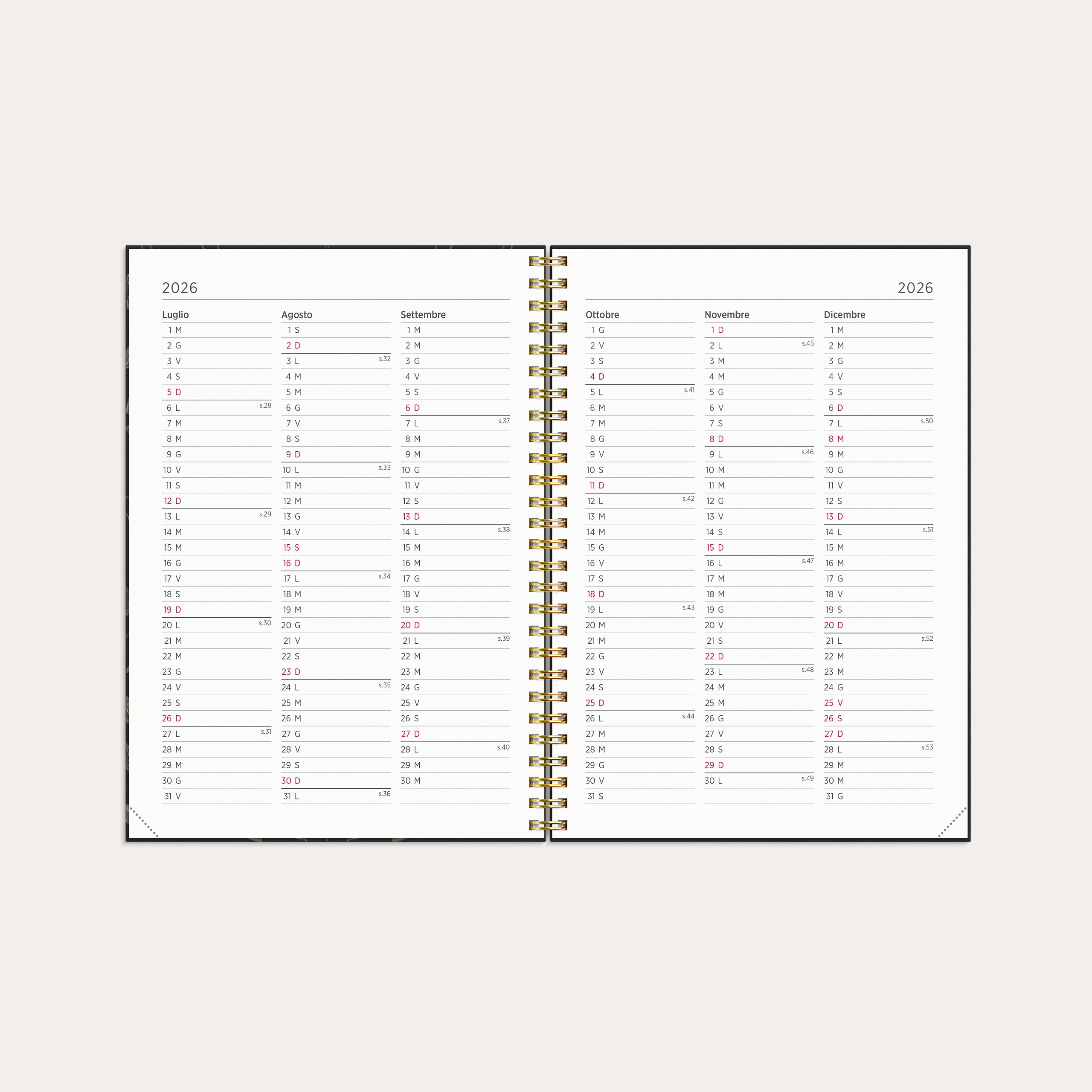 Agenda 2026 Senator A5 Foglie ornamentali
