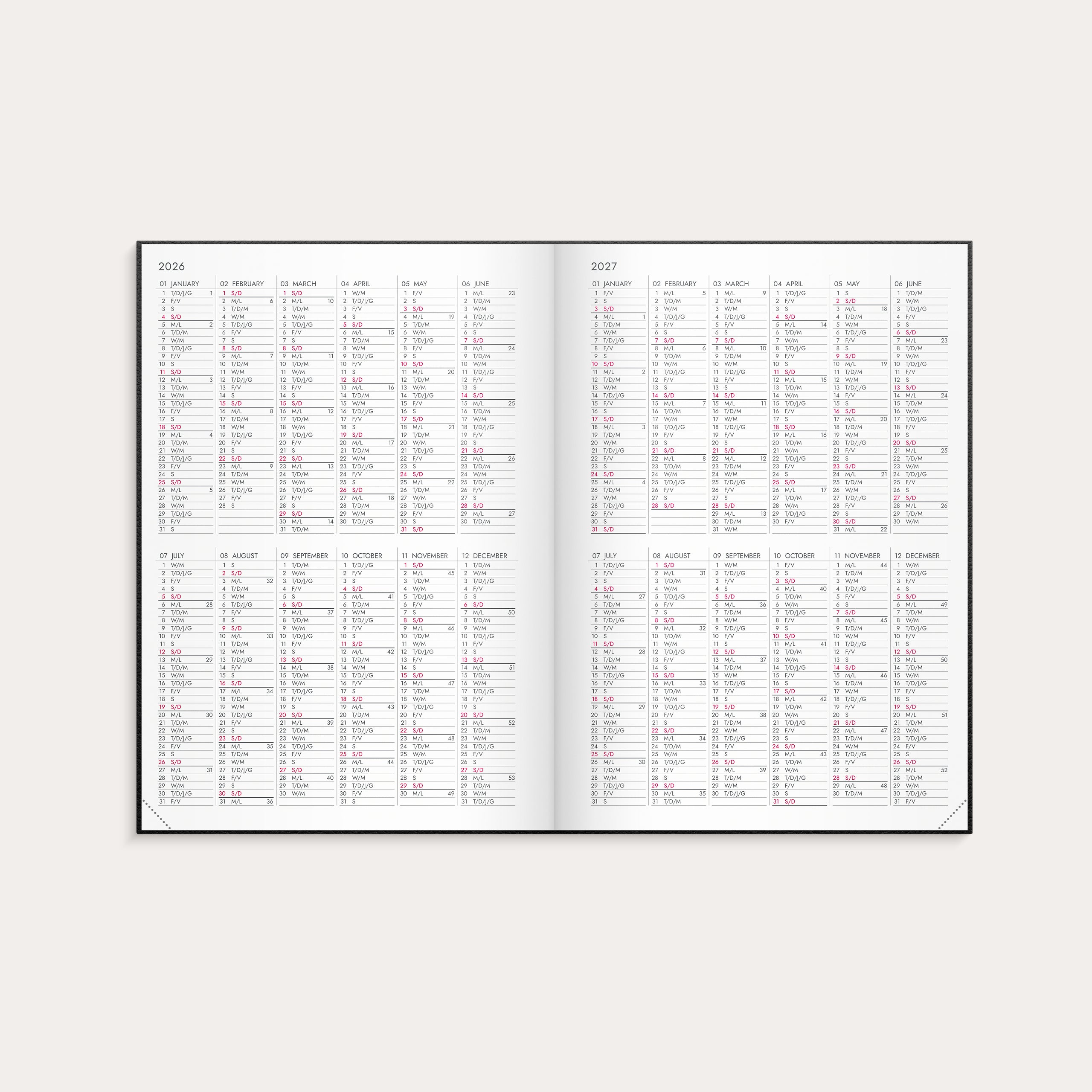 Kalender 2026 Agency A5 Vega schwarz