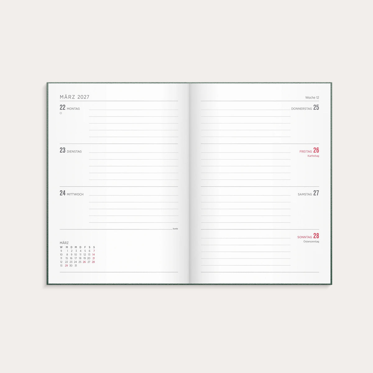 Kalender 2027 Senator A5 Vega Grün