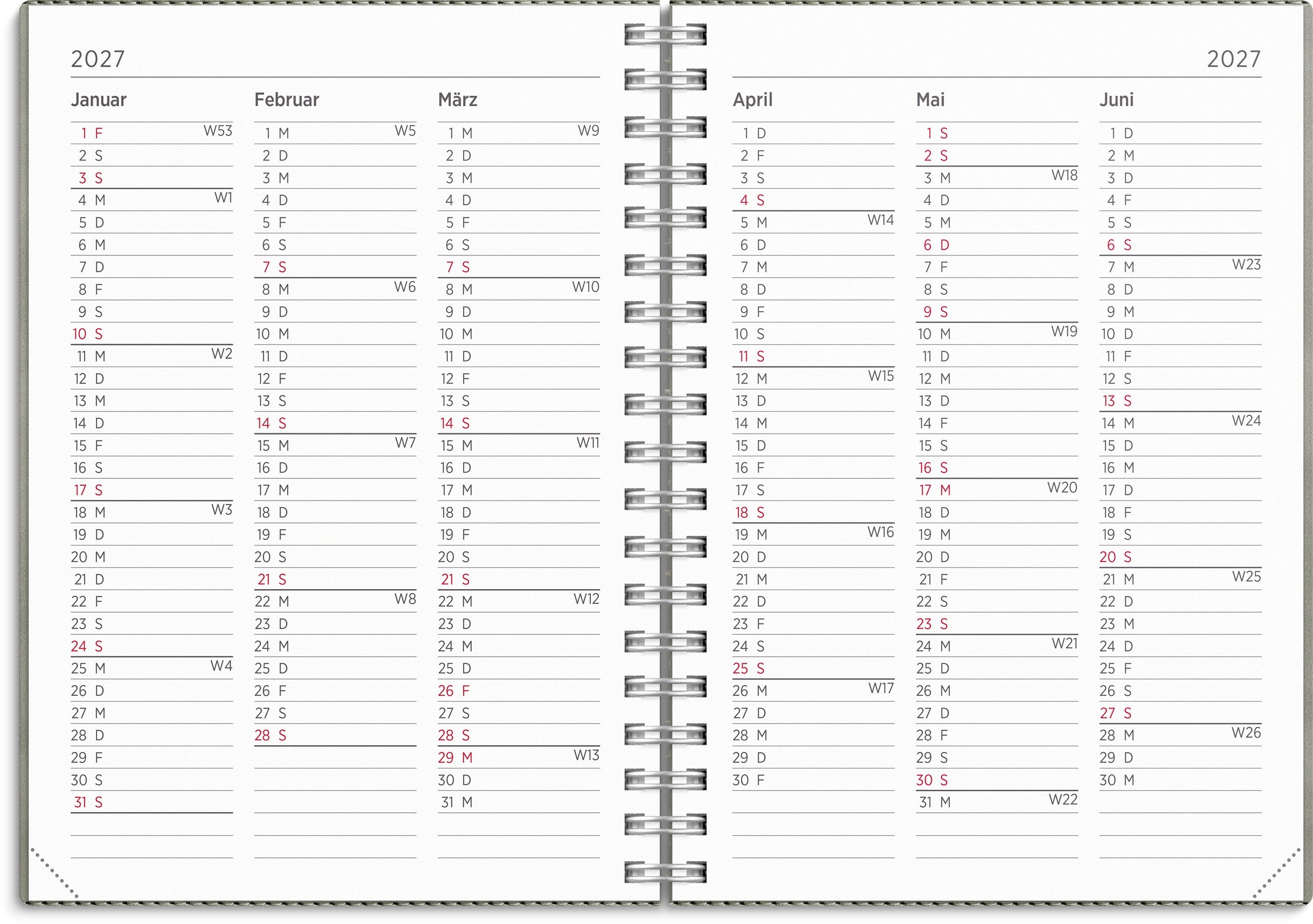 Kalender 2027 Senator A6 Twist grau