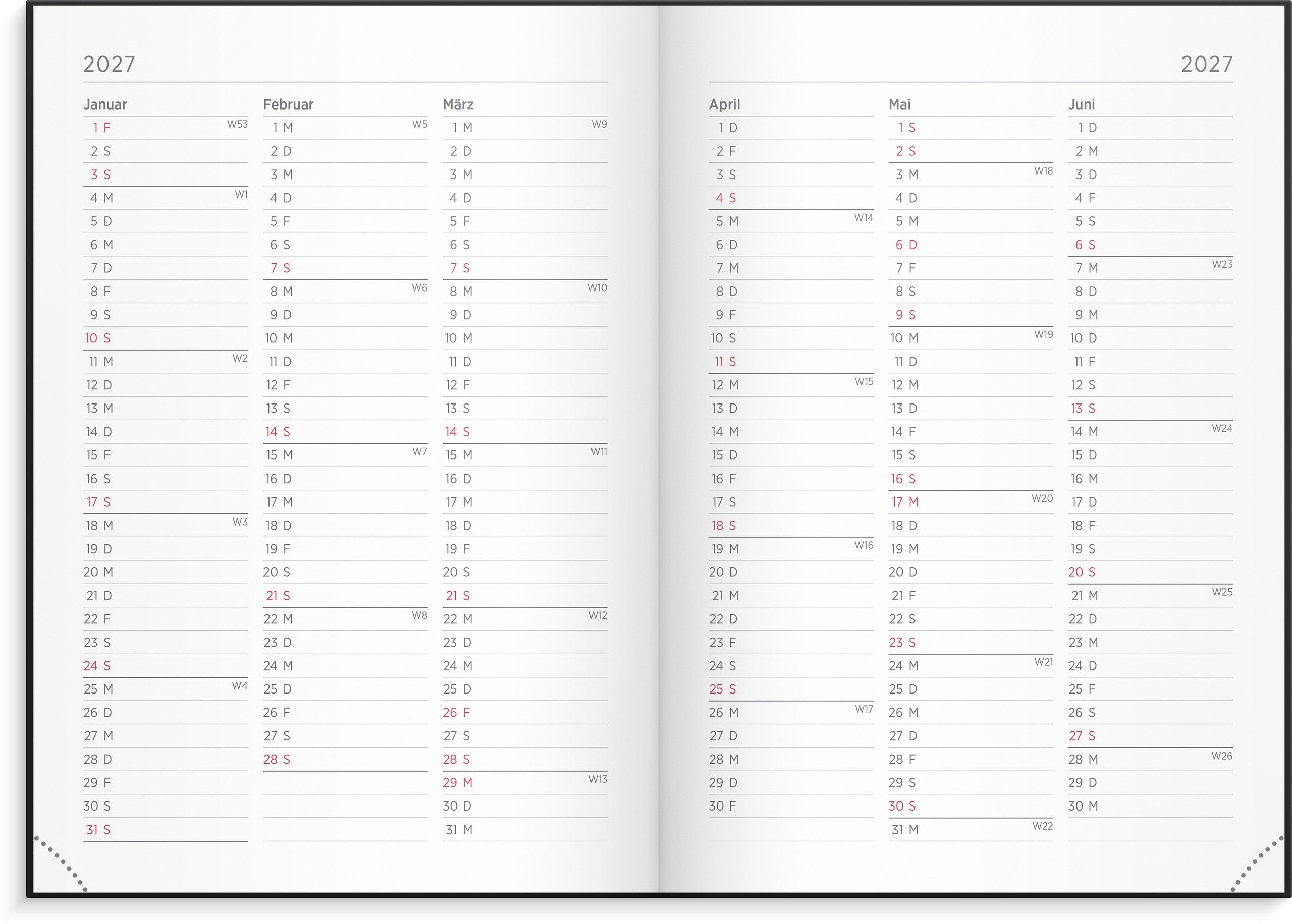 Kalender 2027 Senator A5 Vega Schwartz