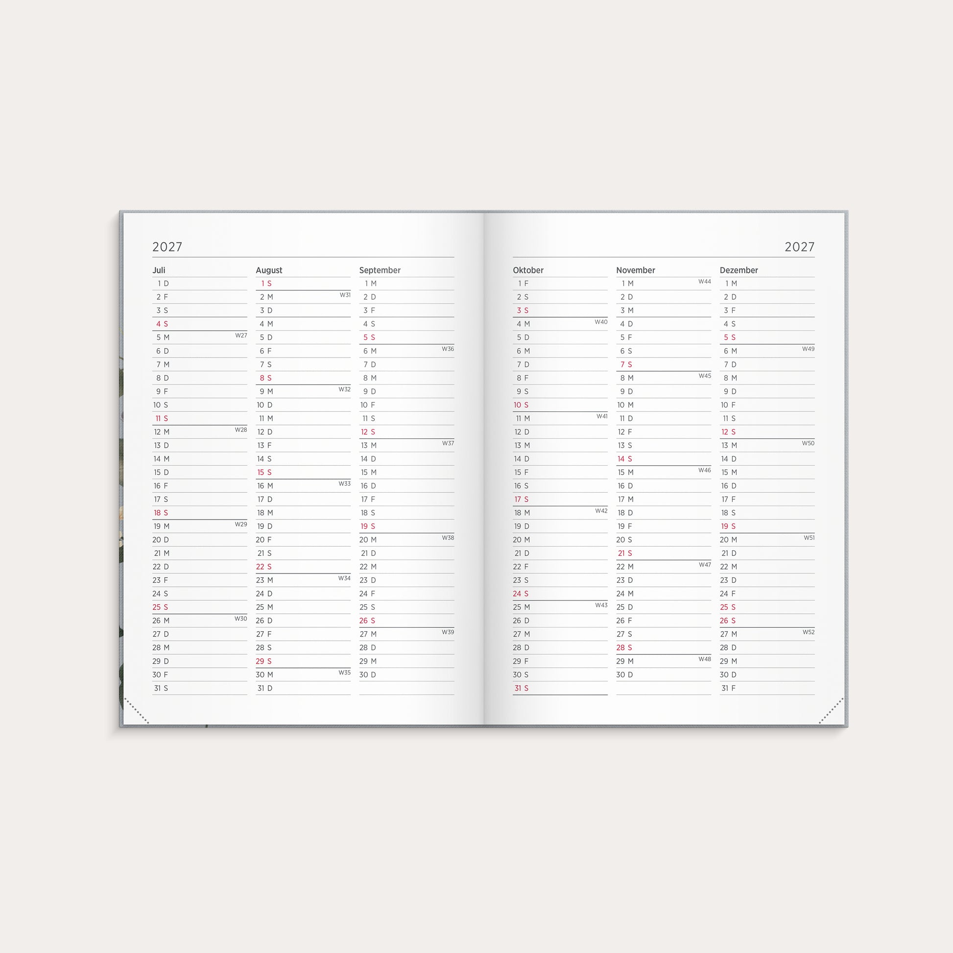 Kalender 2026 Senator A5 Flora – detail view