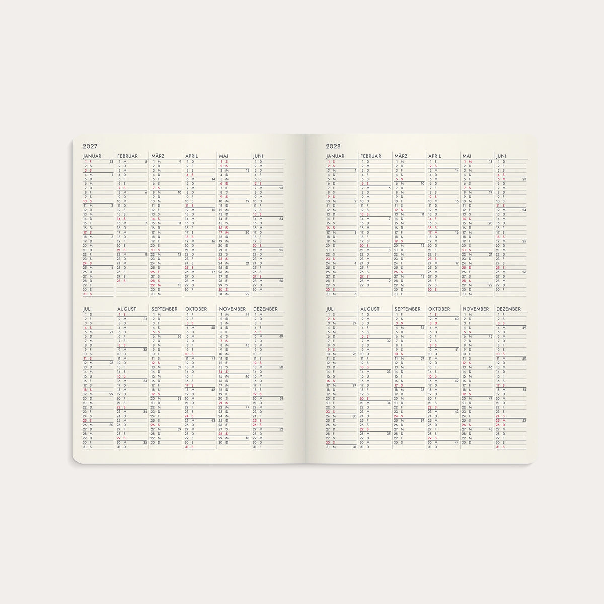 Kalender 2027 Agency A5 Forma Deluxe braun