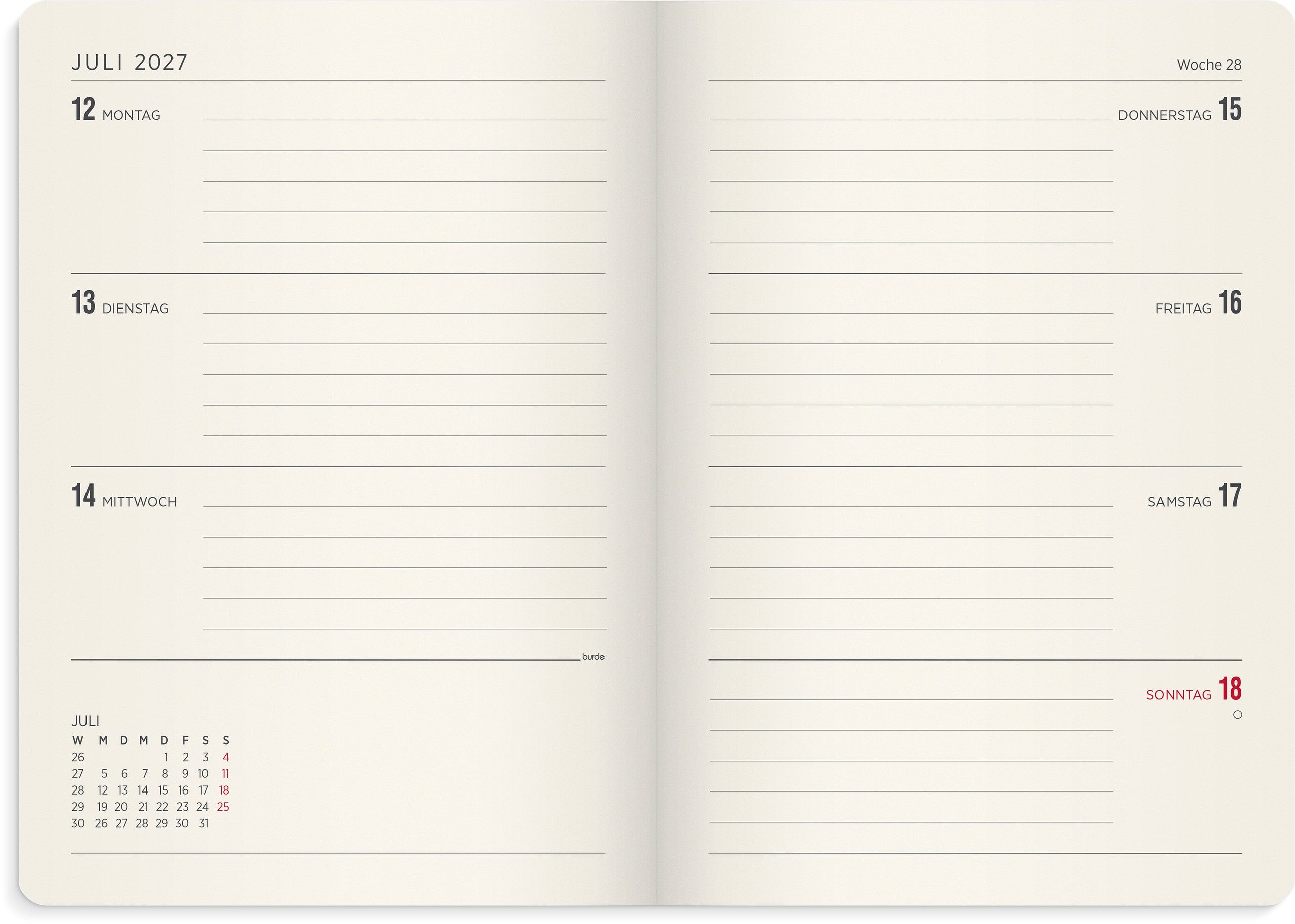 Kalender 2027 Senator A5 Forma Deluxe Velourleder grün