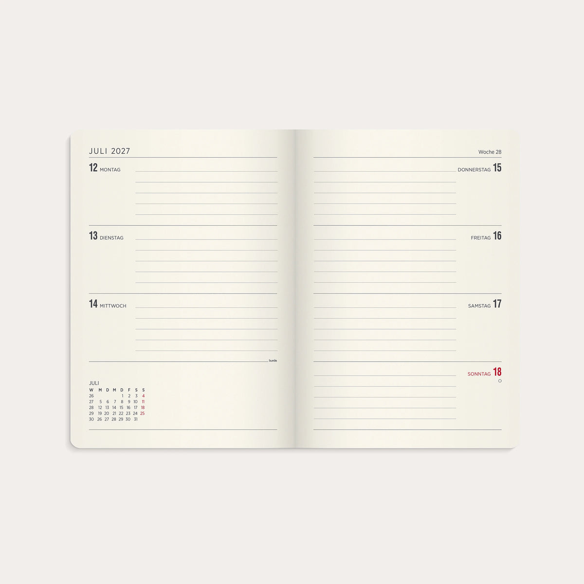 Kalender 2027 Senator A5 Forma Deluxe Mocka grün