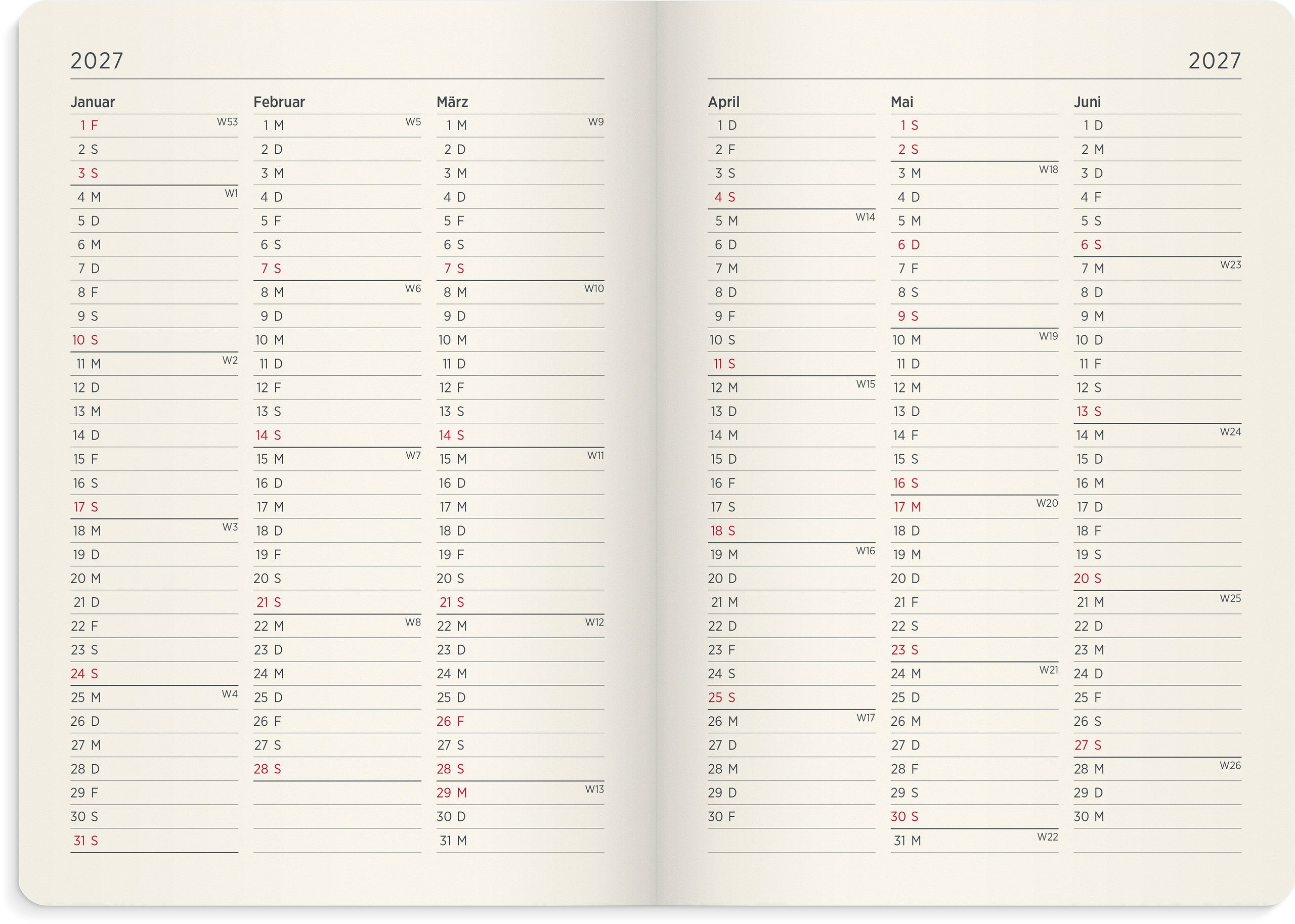 Kalender 2027 Senator A5 Forma Deluxe Velourleder grün