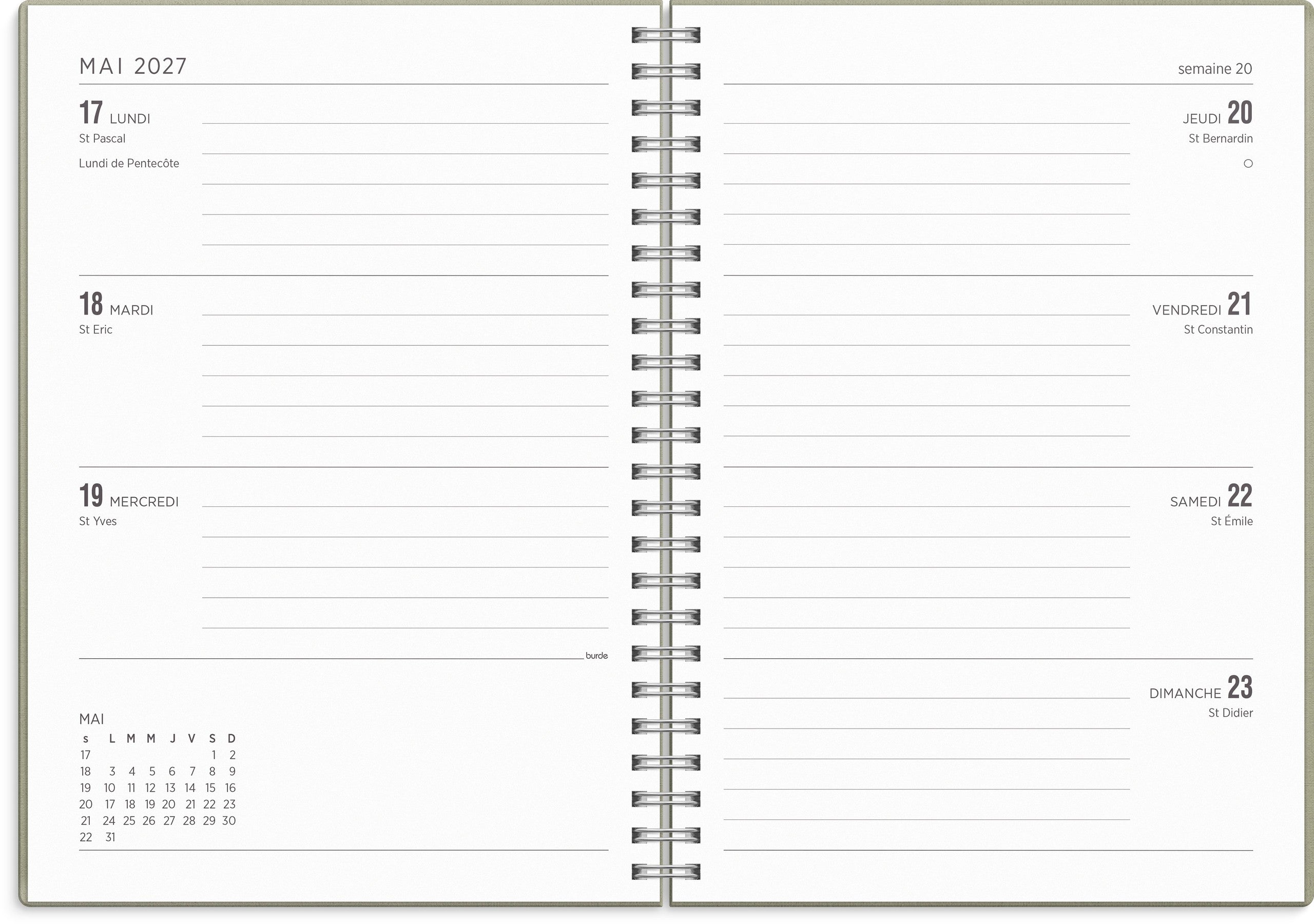 Calendrier 26/27 Senator A5 Story Feuille