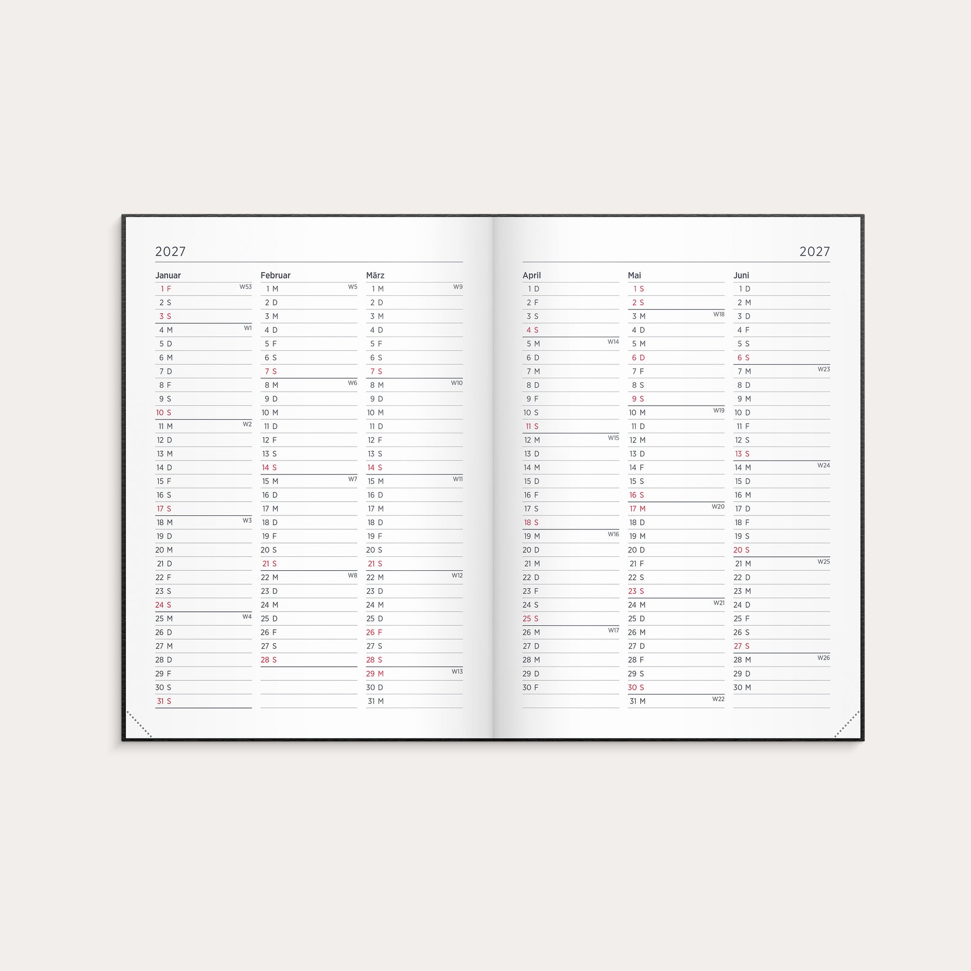 Kalender 26/27 Senator A5 Vega Schwarz – detail view