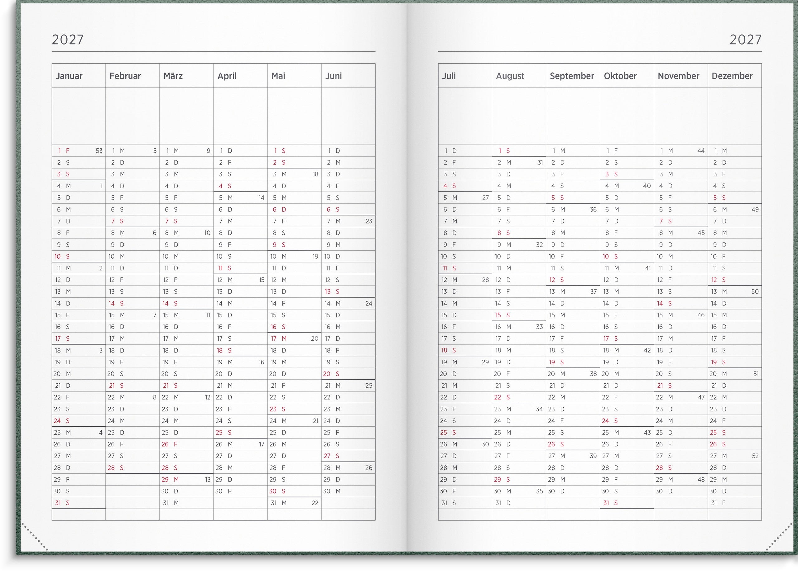 Calendrier 26/27 Senator A5 Vega Noir
