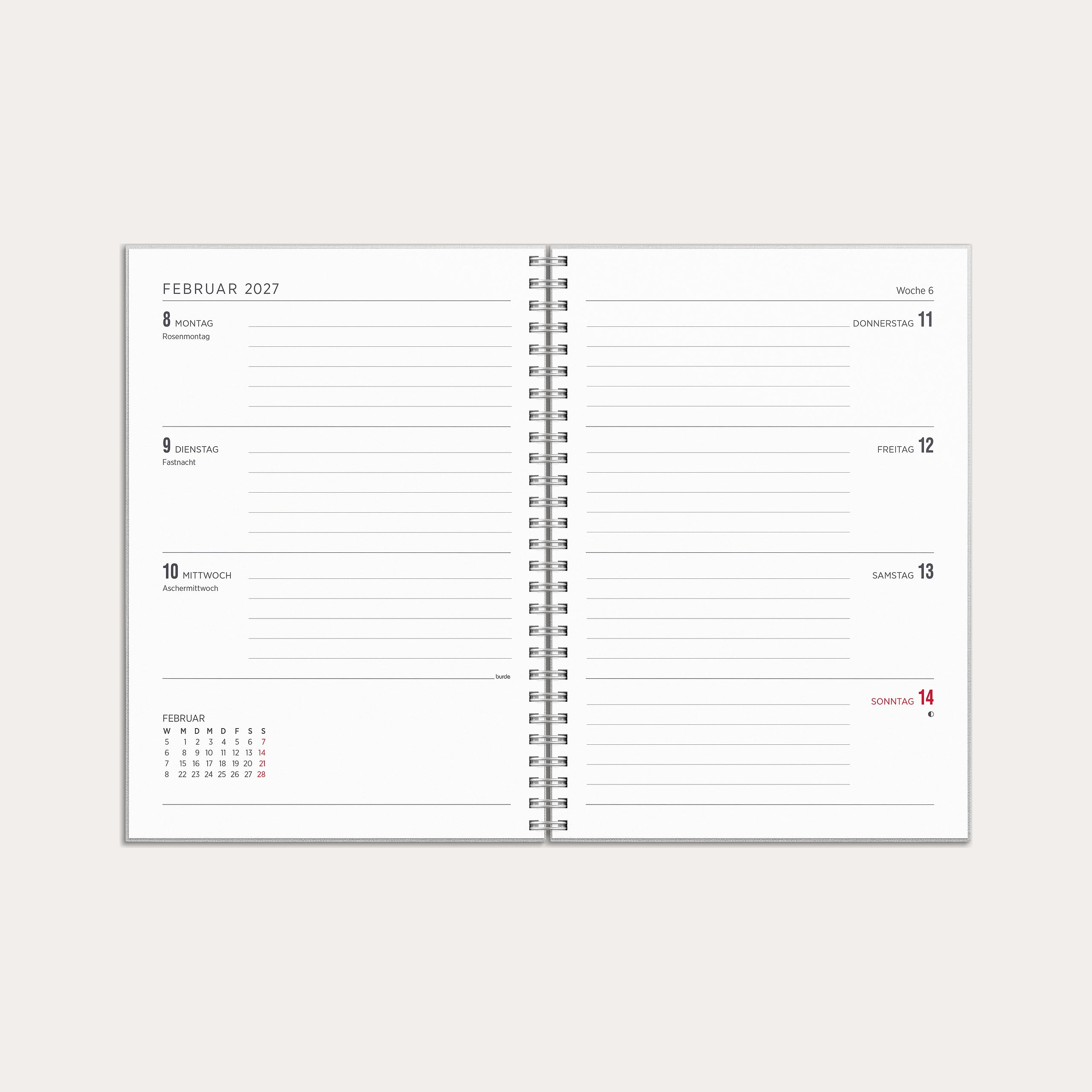Kalender 26/27 Senator A5 Textil Hellgrau