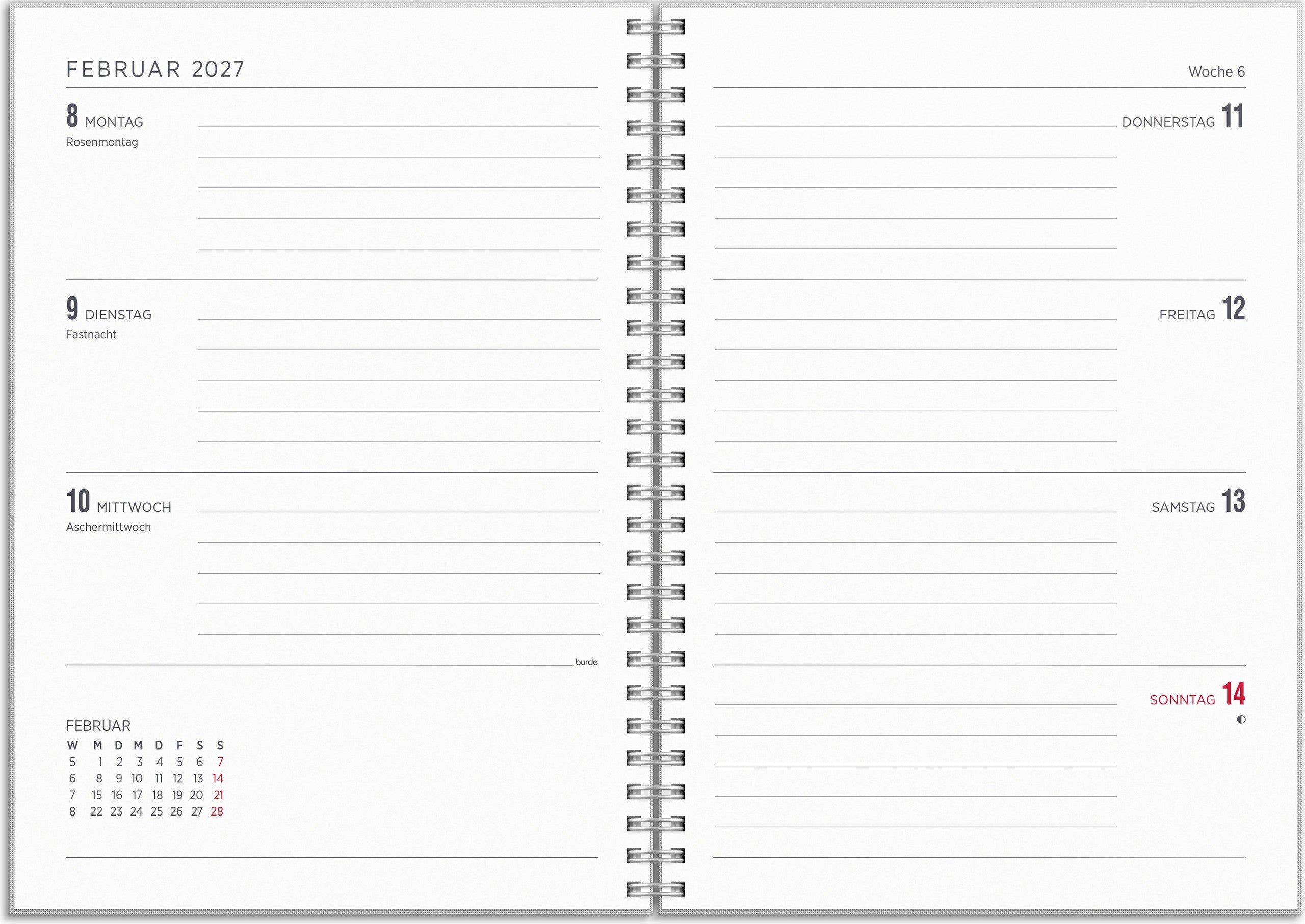 Kalender 26/27 Senator A5 Textil Hellgrau