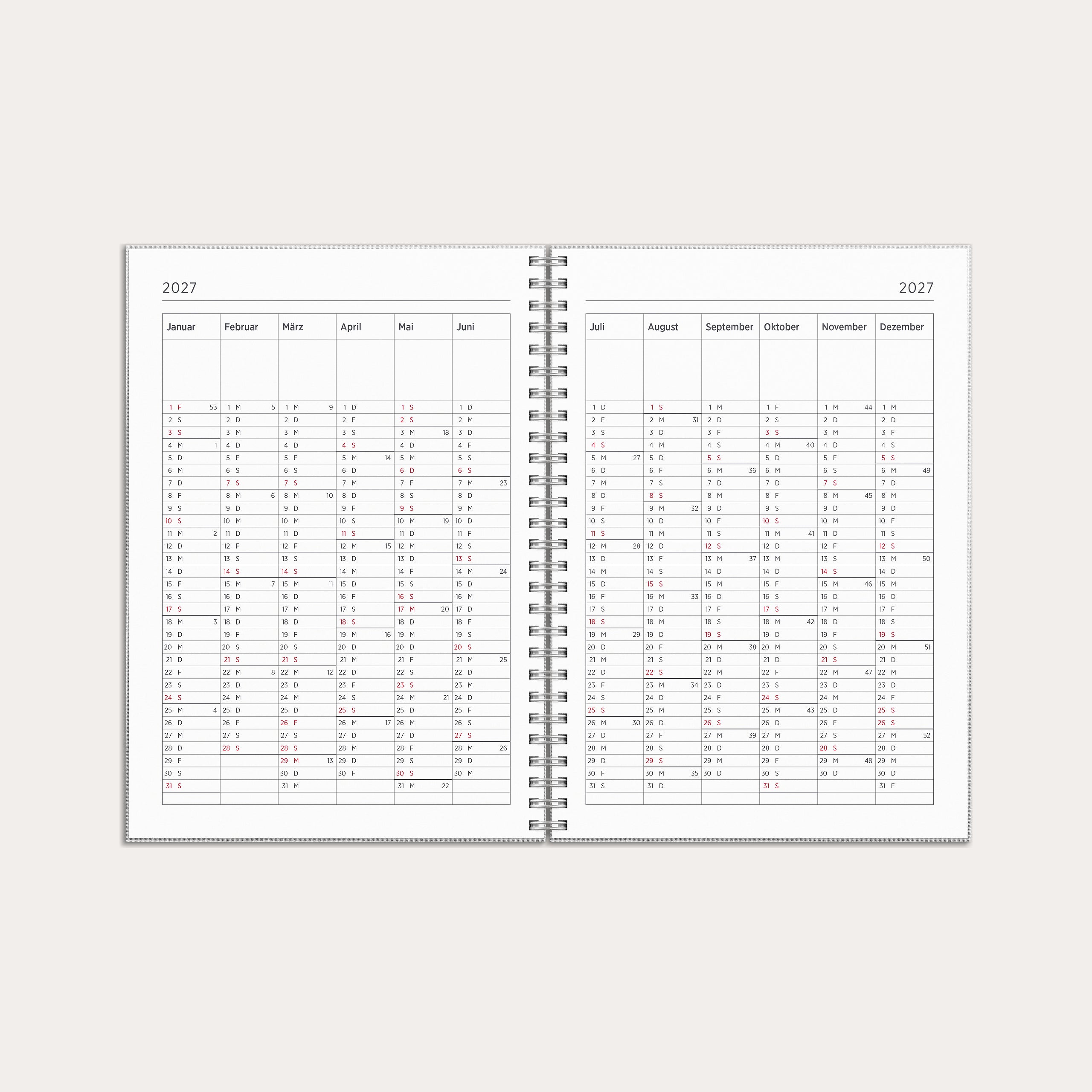 Kalender 26/27 Senator A5 Textil Hellgrau