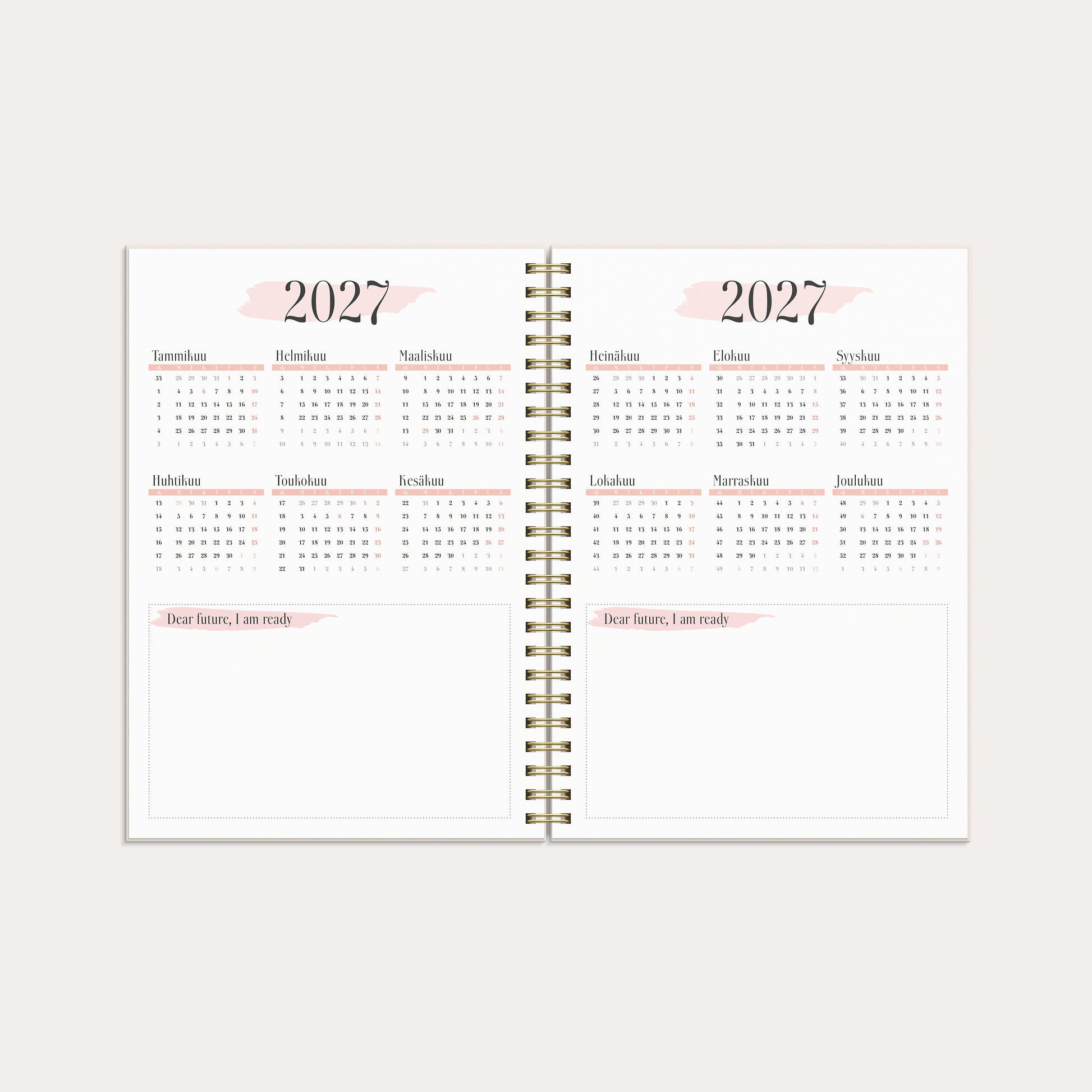 Life Planner Pink A5 26/27 – detail view