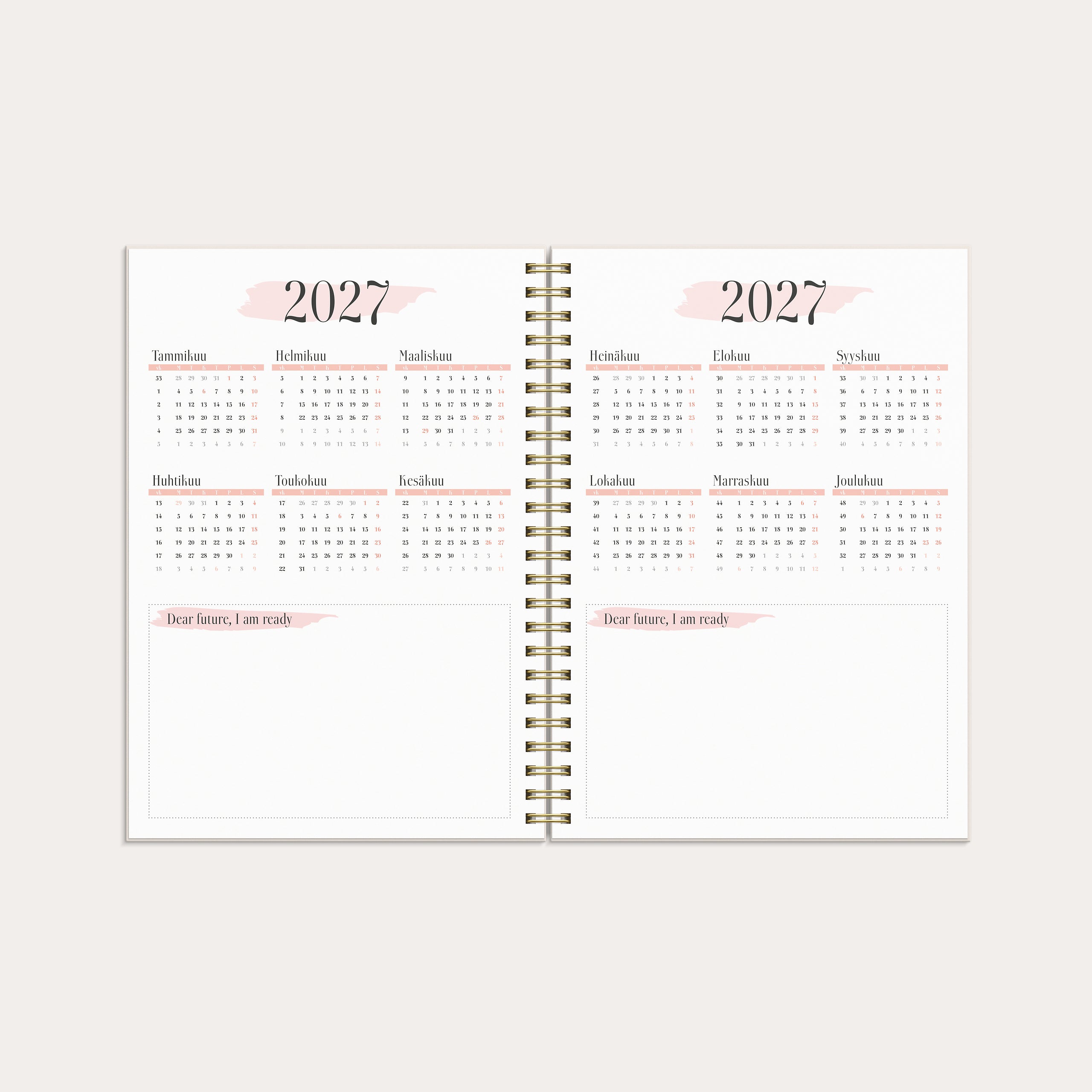 Life Planner Pink A5 26/27 – detail view