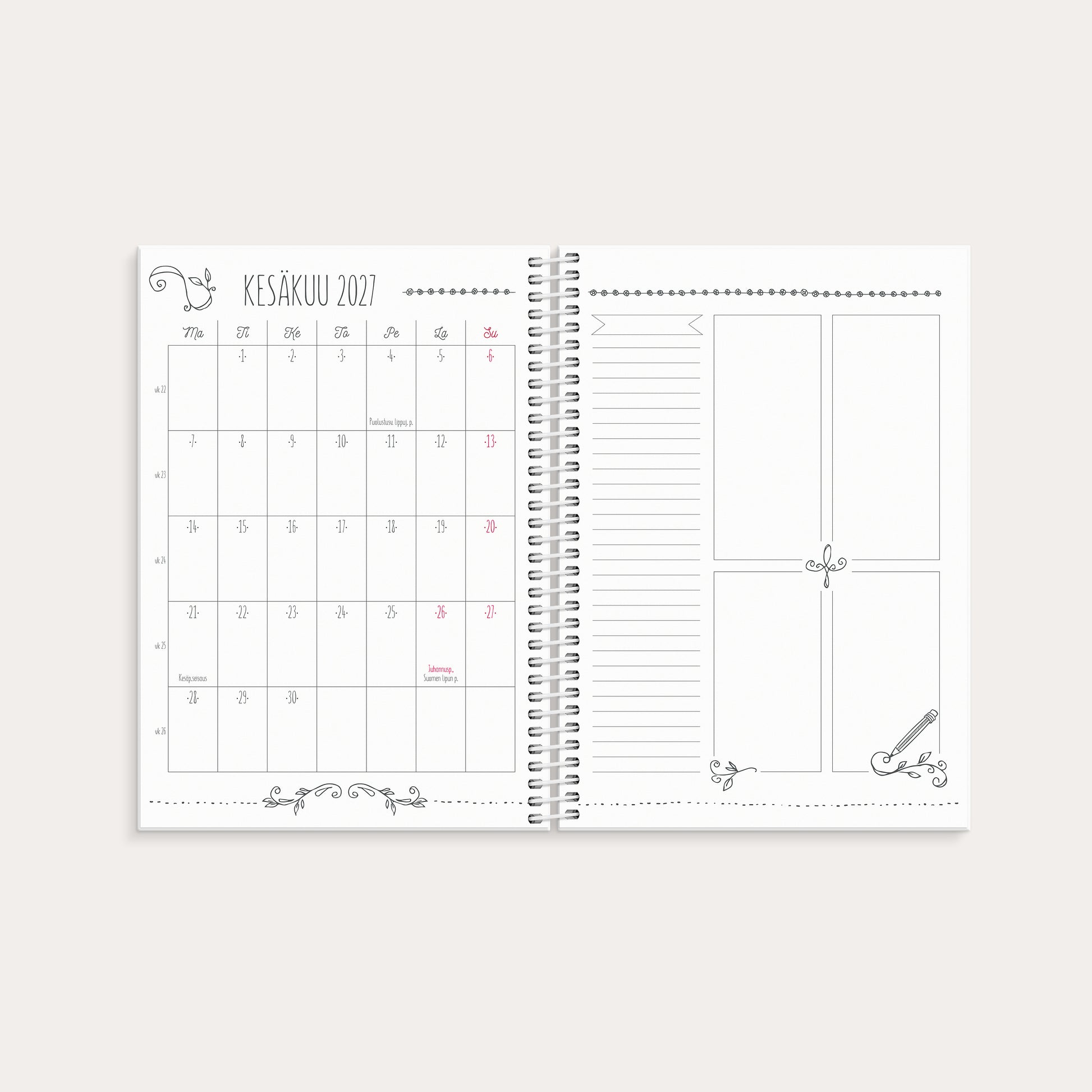 Kalenteri Scribble A5 26/27 – detail view