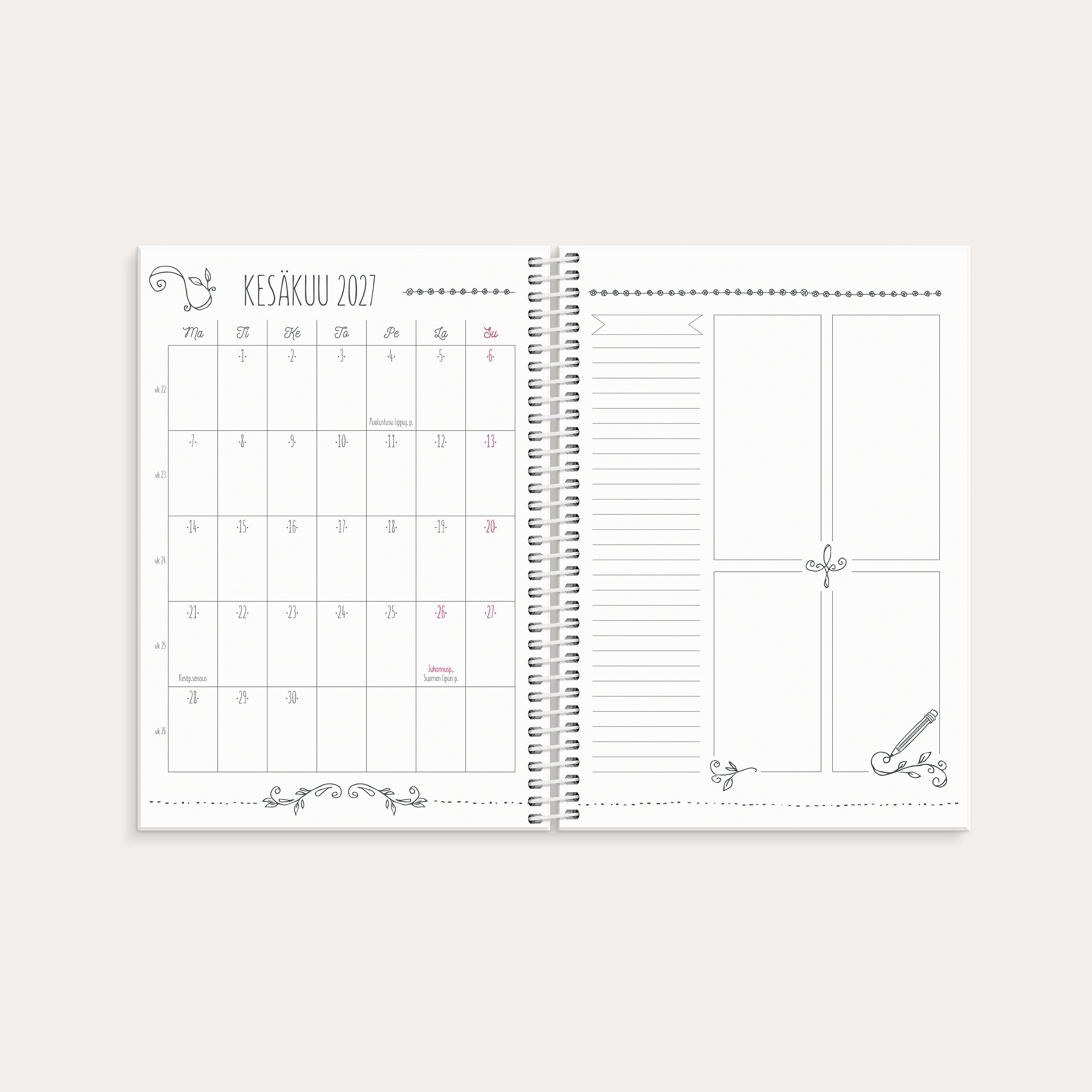 Kalenteri Scribble A5 26/27 – detail view