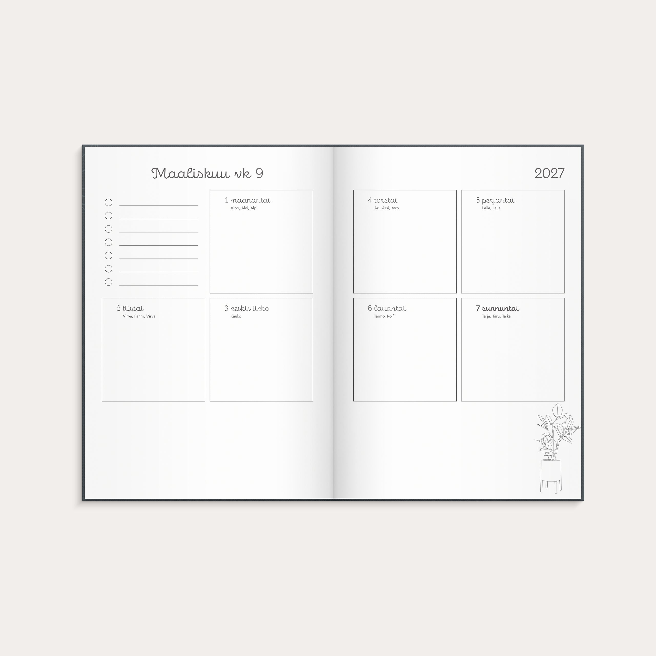 Kalenteri Doodle A5 26/27 sidottu